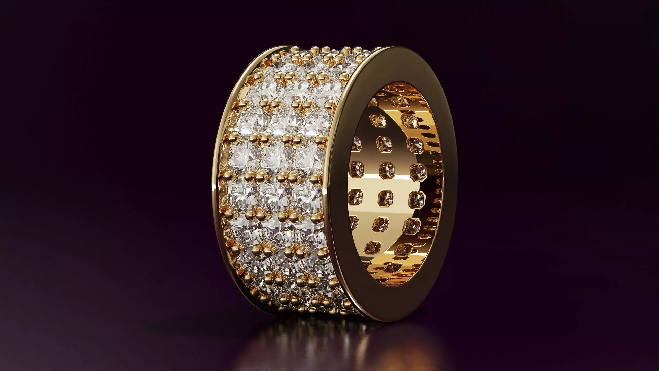 Radiant square cut 3line eternity ring N02 EU54 Free 3D print model
