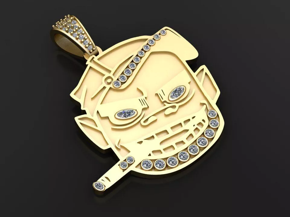 Gangster Cartoon Face Diamond Pendant 3D print model