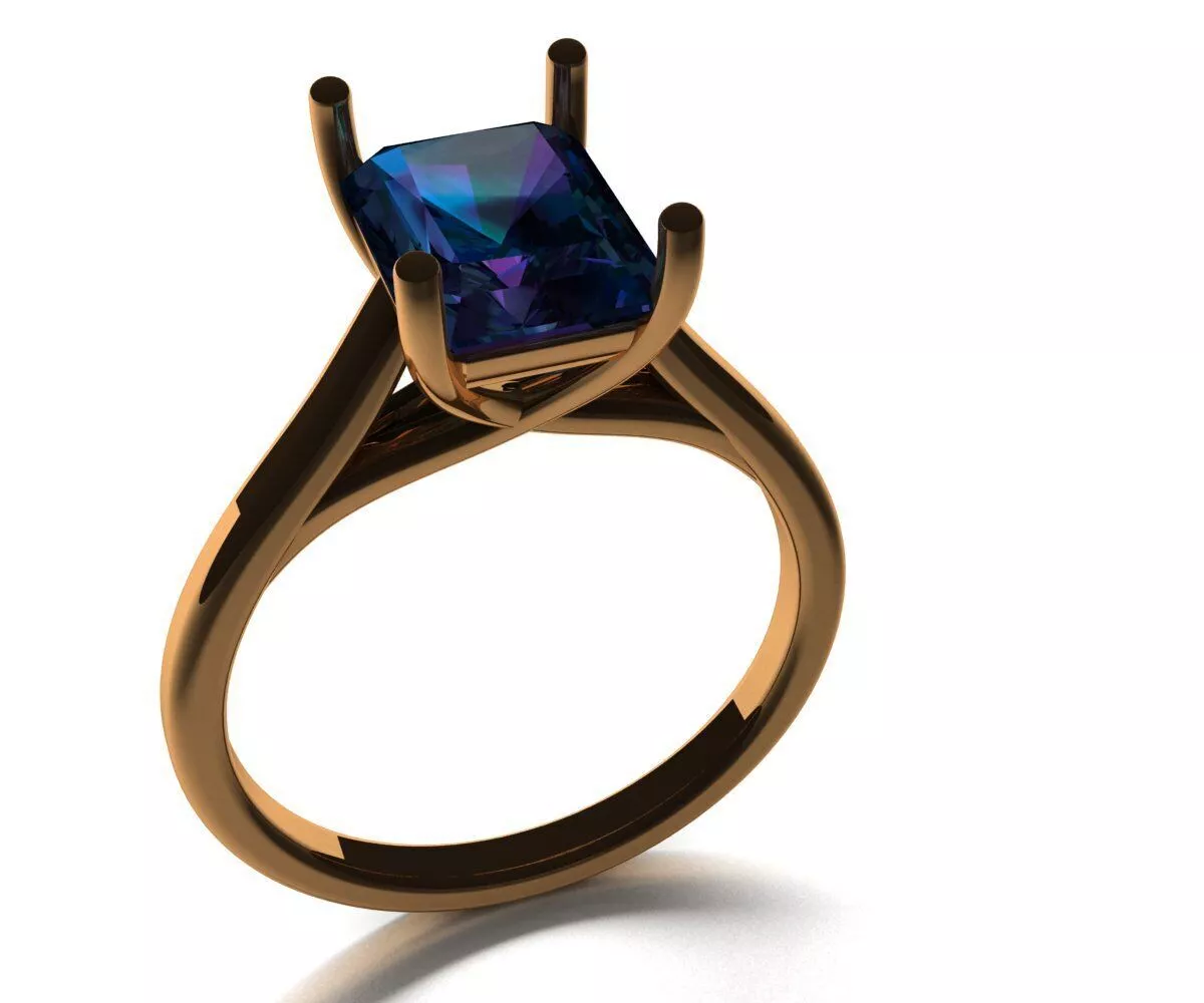 0113 Elegant Rectangular Stone Ring 4gm-US7 3D print model