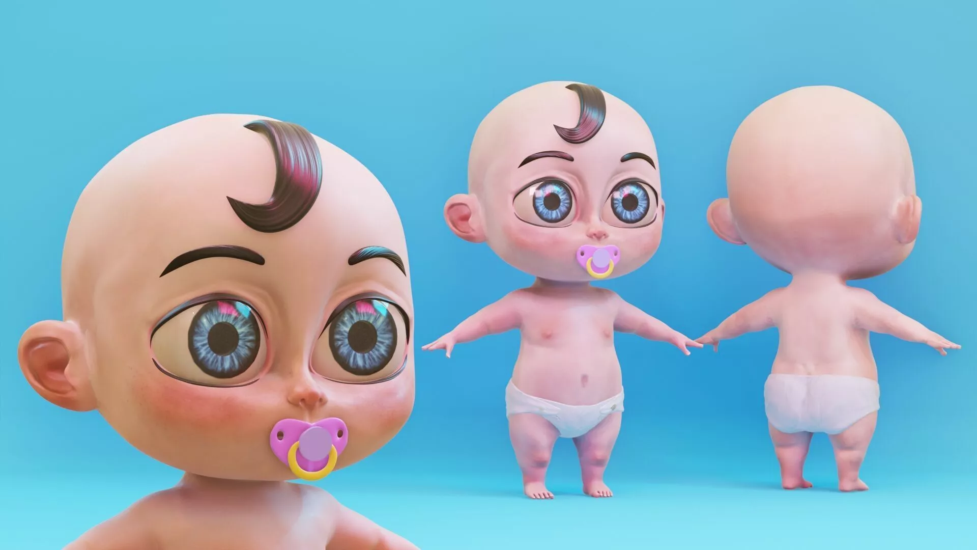Stylized Baby Boy Rigged Low-poly 3D model