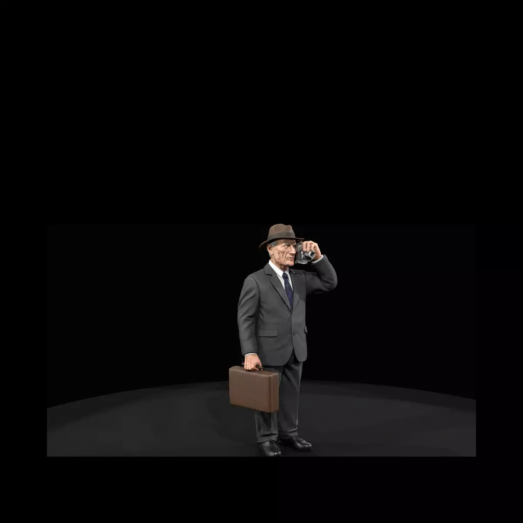 1950s Male Passenger with Luggage Waiting Pose 3D print model