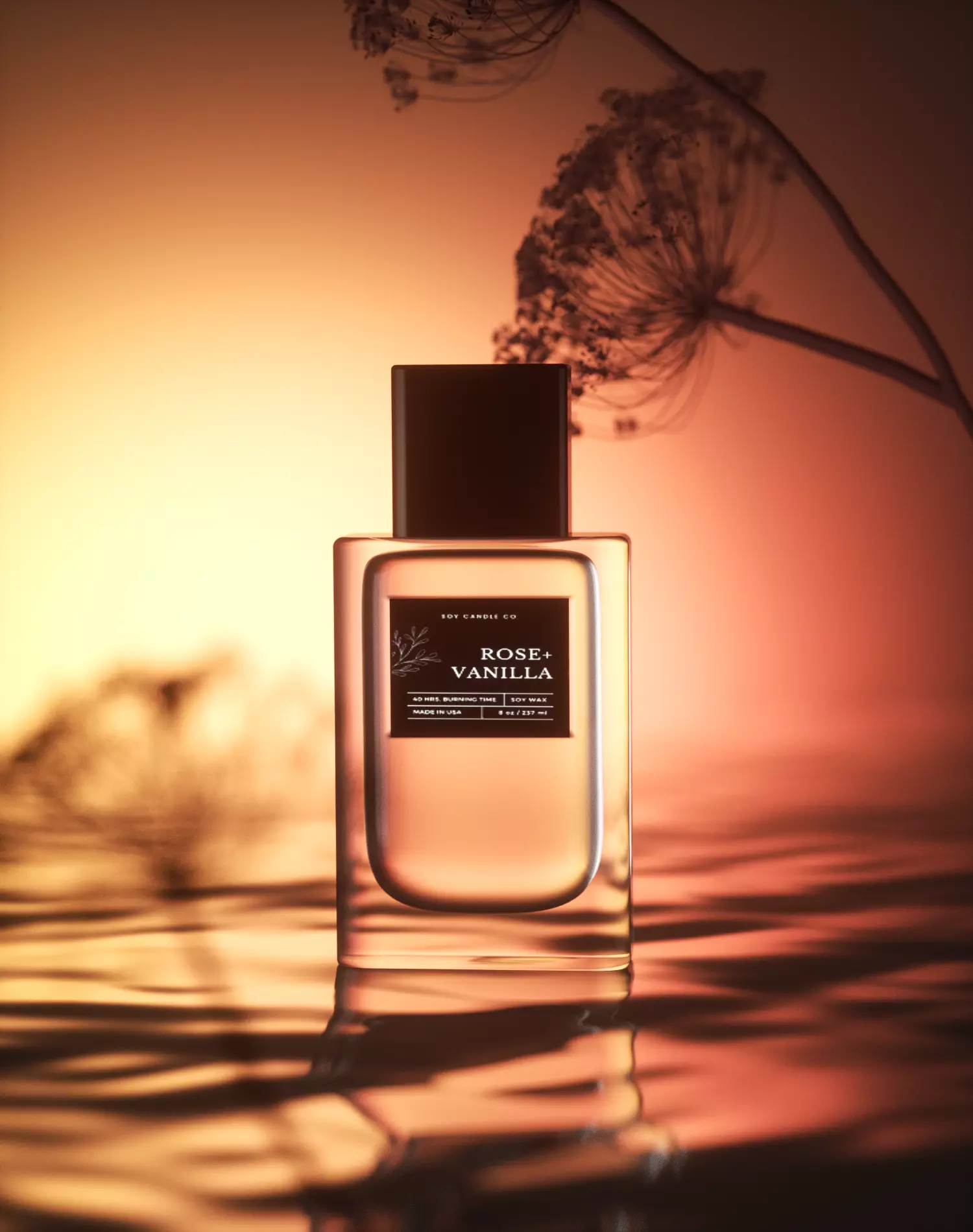 C4D OC Render Rose Vanilla Perfume Warm Water Reflection Free 3D model