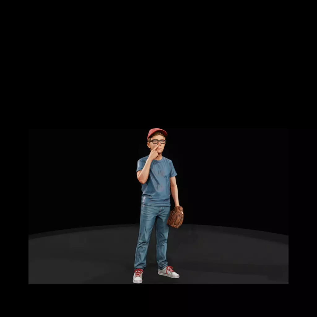 1950s Sandlot Baseball Player Picking Nose 3D print model