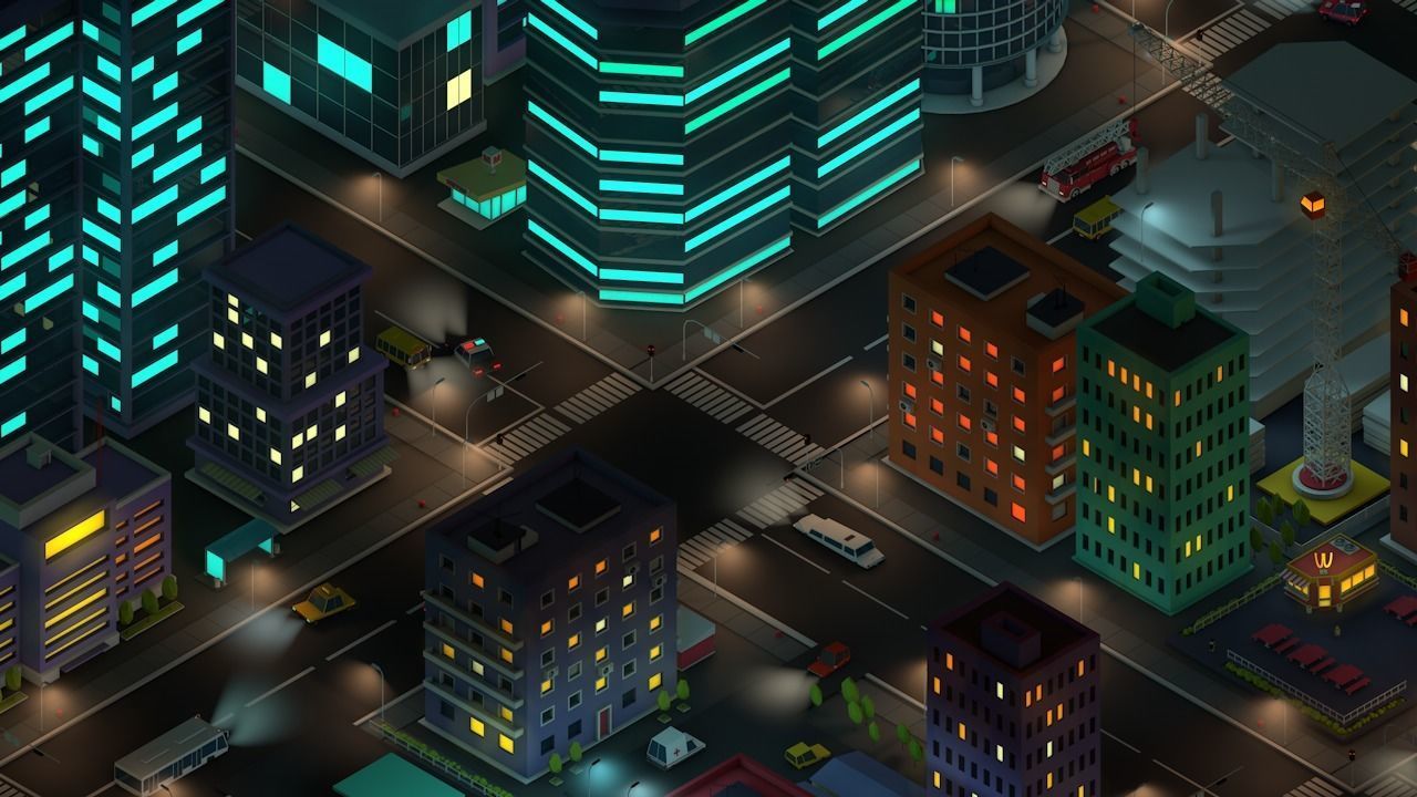 Ultimate Cartoon Low Poly City Night Pack 1 Low-poly 3D model_3