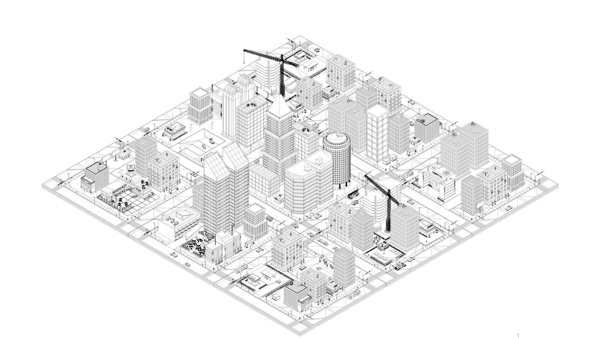 Ultimate Cartoon Low Poly City Night Pack 1 Low-poly 3D model_6