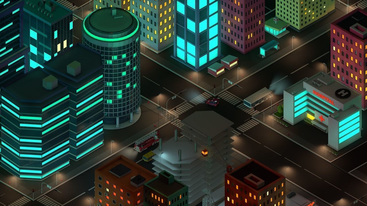Ultimate Cartoon Low Poly City Night Pack 1 Low-poly 3D model_5