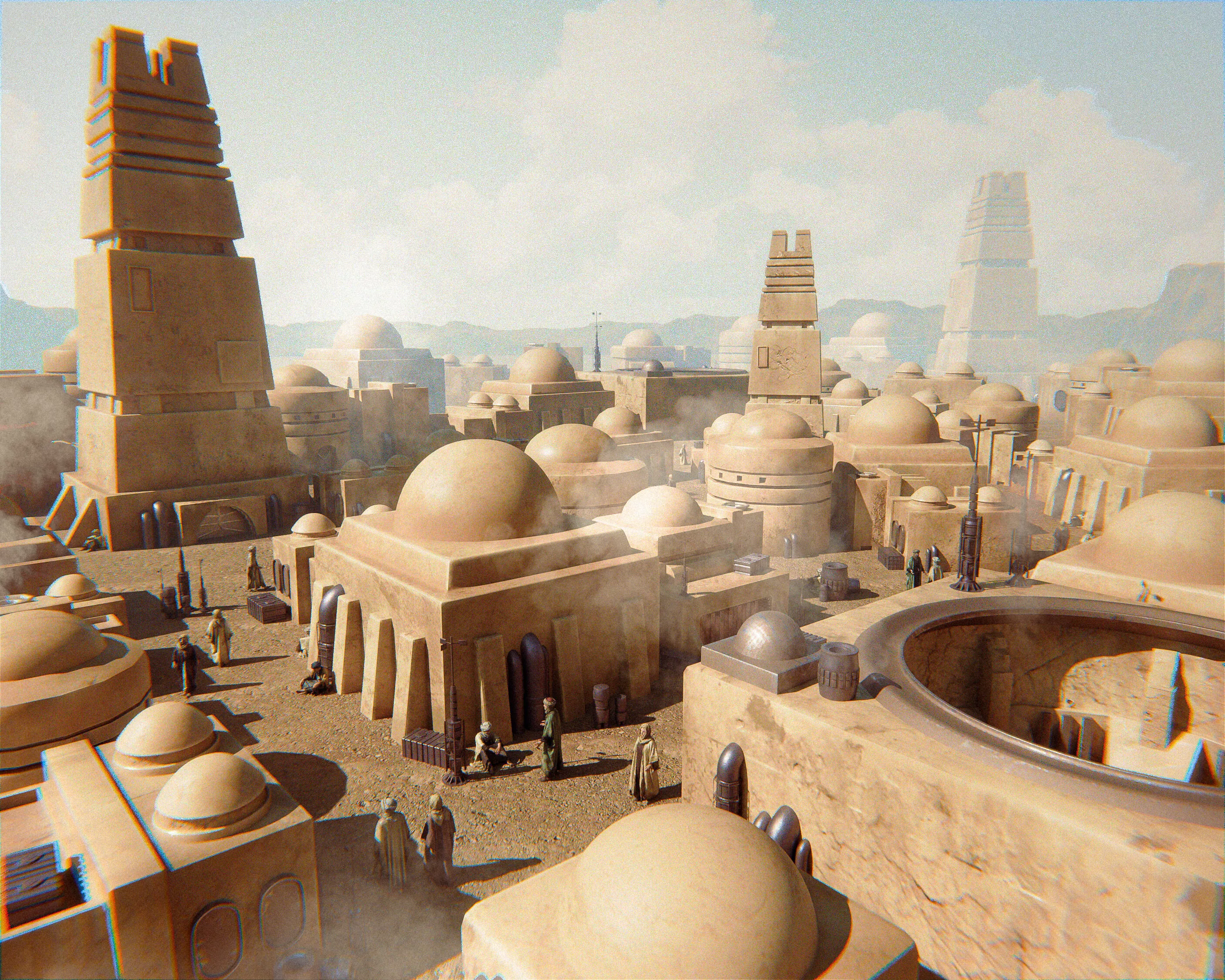 Tatooine Inspired Desert City Environment Pack Free low-poly 3D model