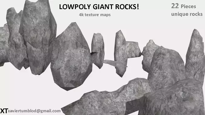 Low poly giant  rock - stone pack Low-poly 3D model