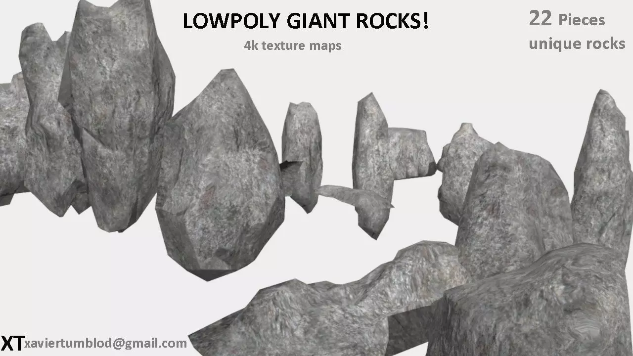 Low poly giant rock - stone pack Low-poly 3D model