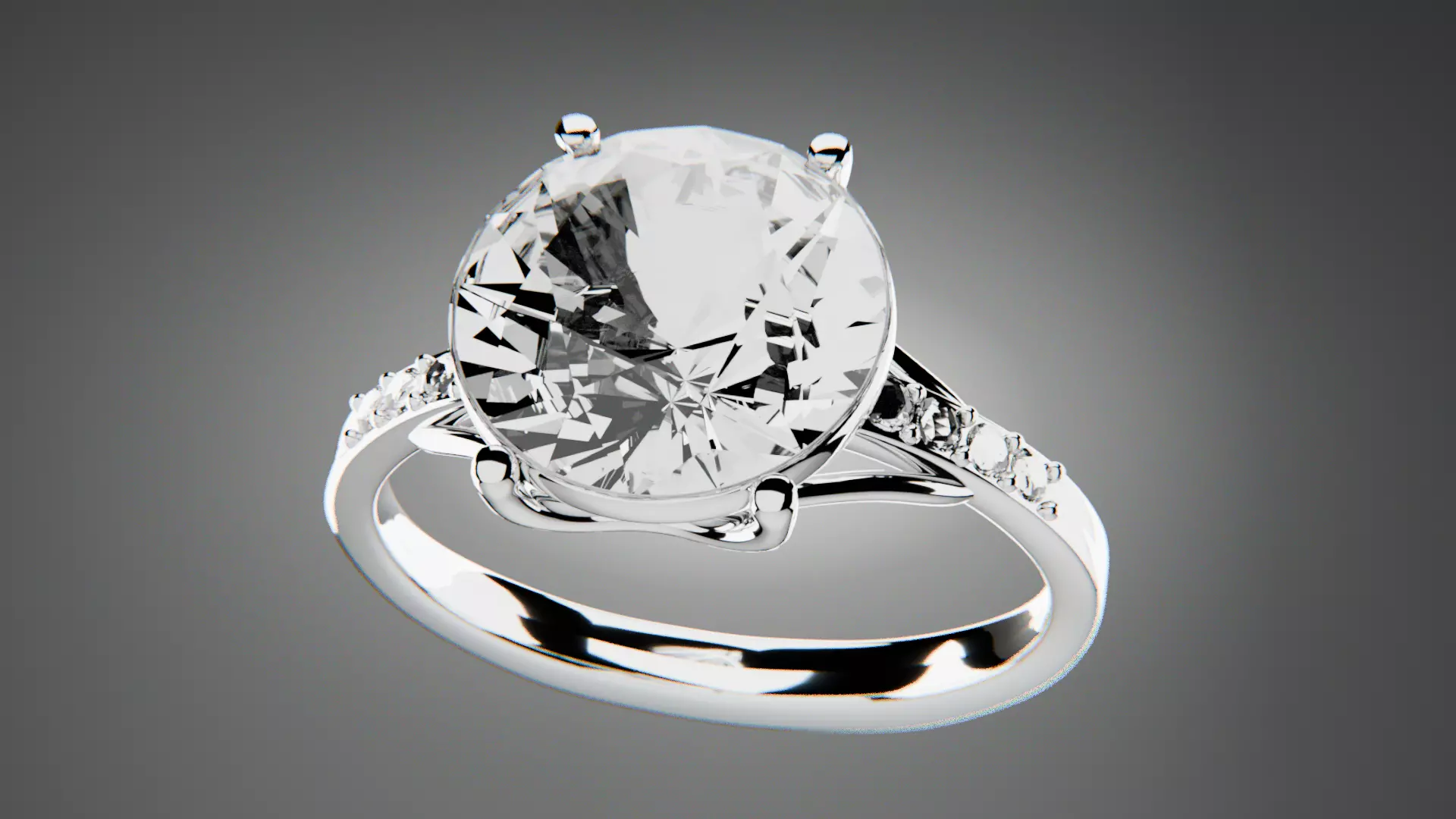 Photorealistic Diamond Engagement Ring 3D Model 3D model