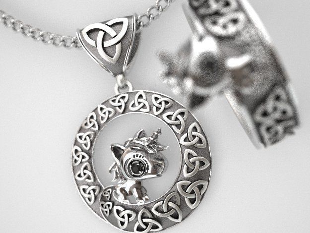 Small unicorny pendant 3D print model_3
