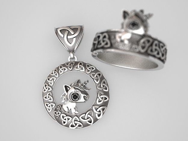 Small unicorny pendant 3D print model_1