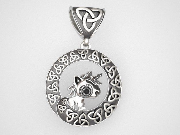 Small unicorny pendant 3D print model_2