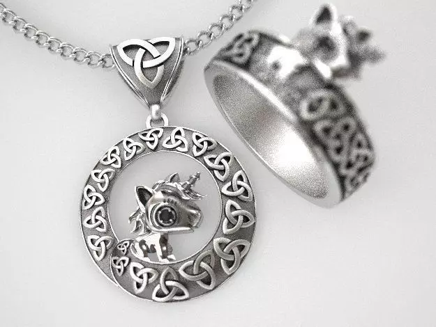 Small unicorny pendant 3D print model_0