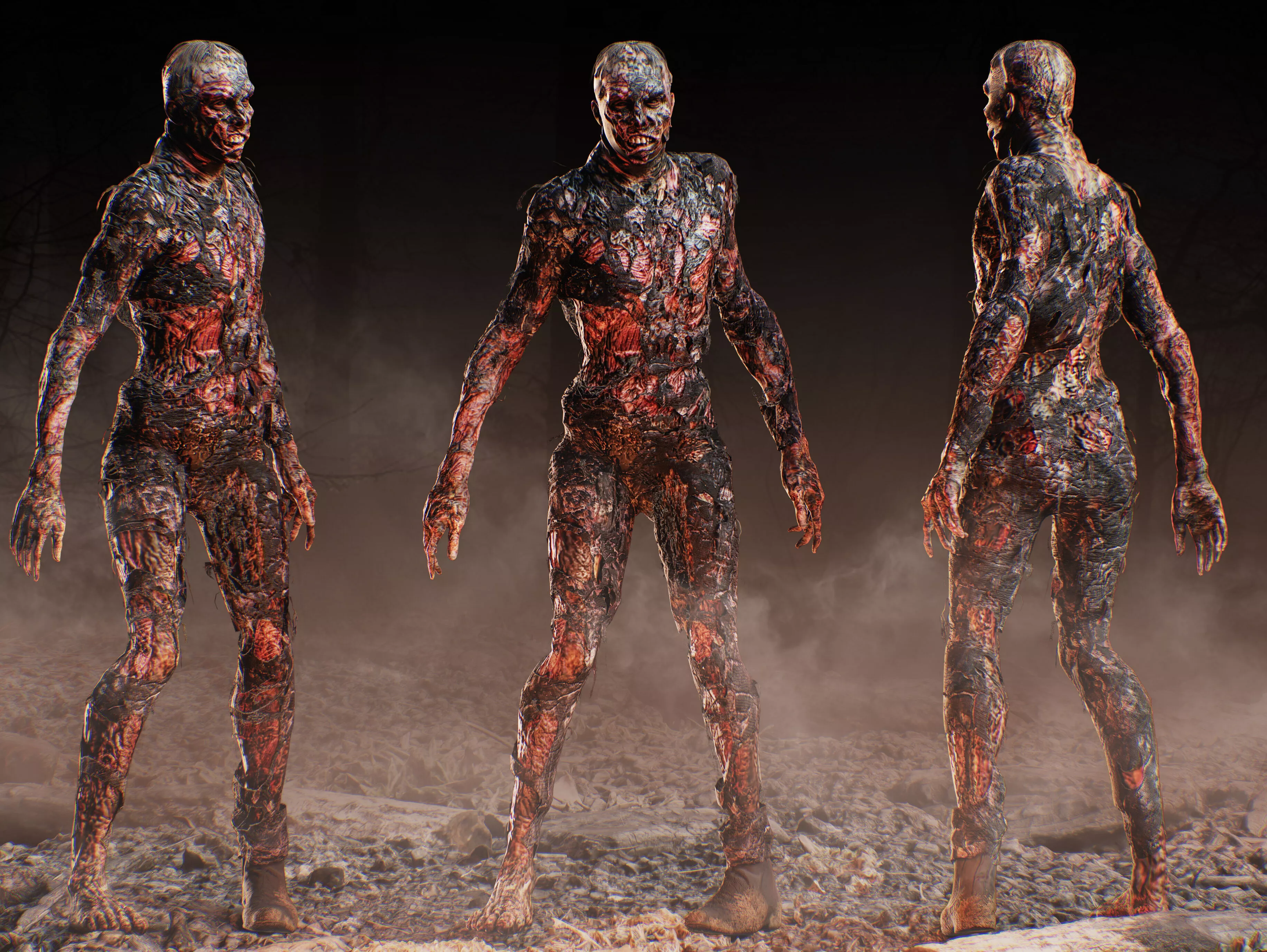 Burned Undead Low-poly 3D model