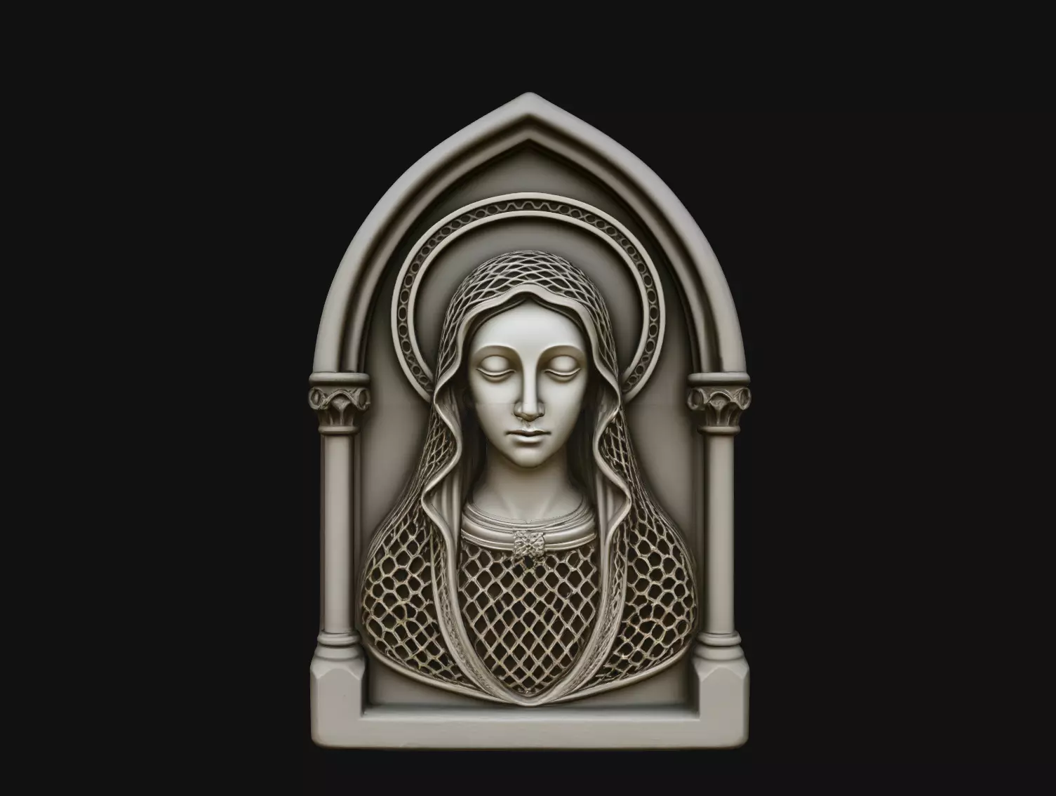 Virgin Mary Gothic Shrine Pendant STL Print Model 3D print model