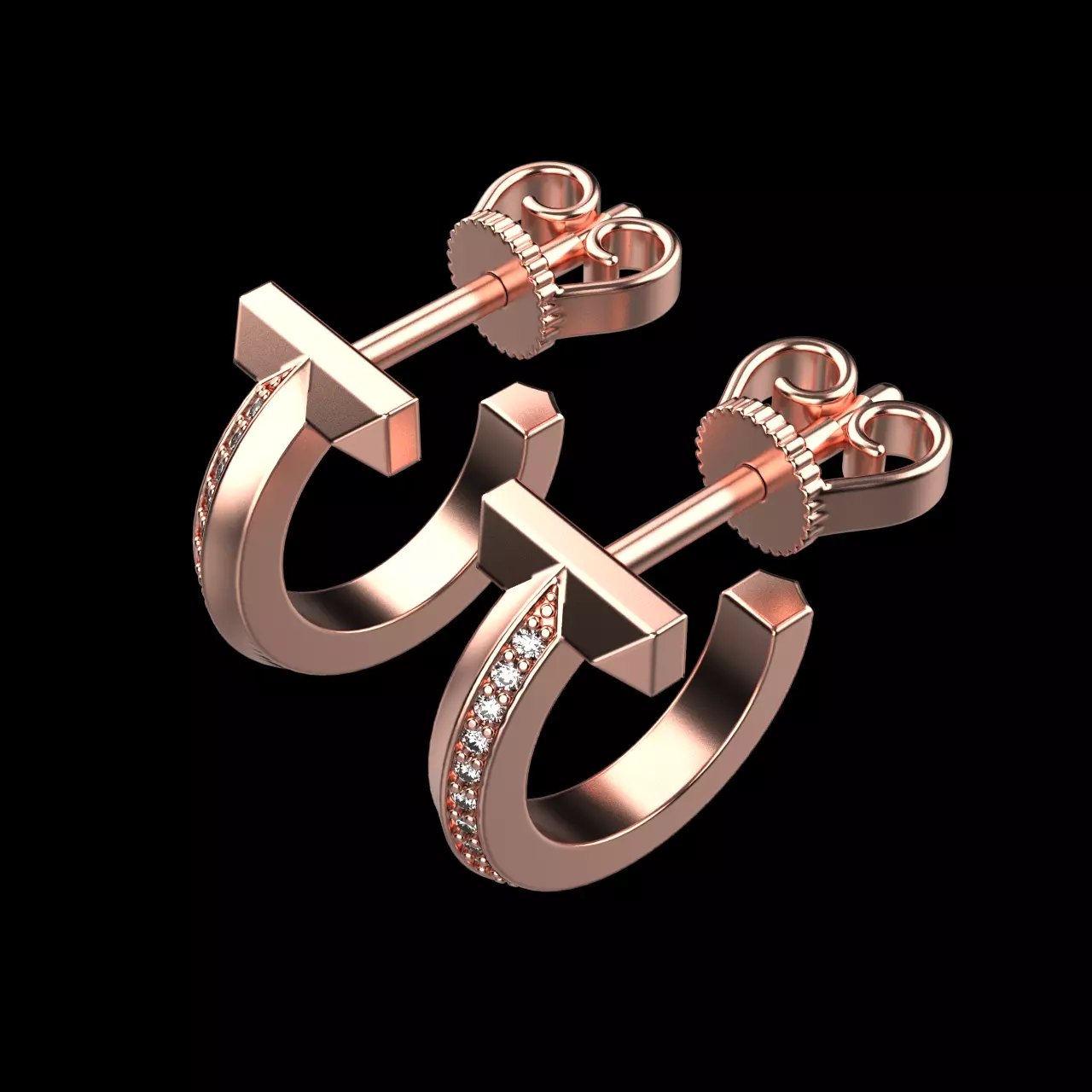 Tiffany t earrings 0065 3D print model