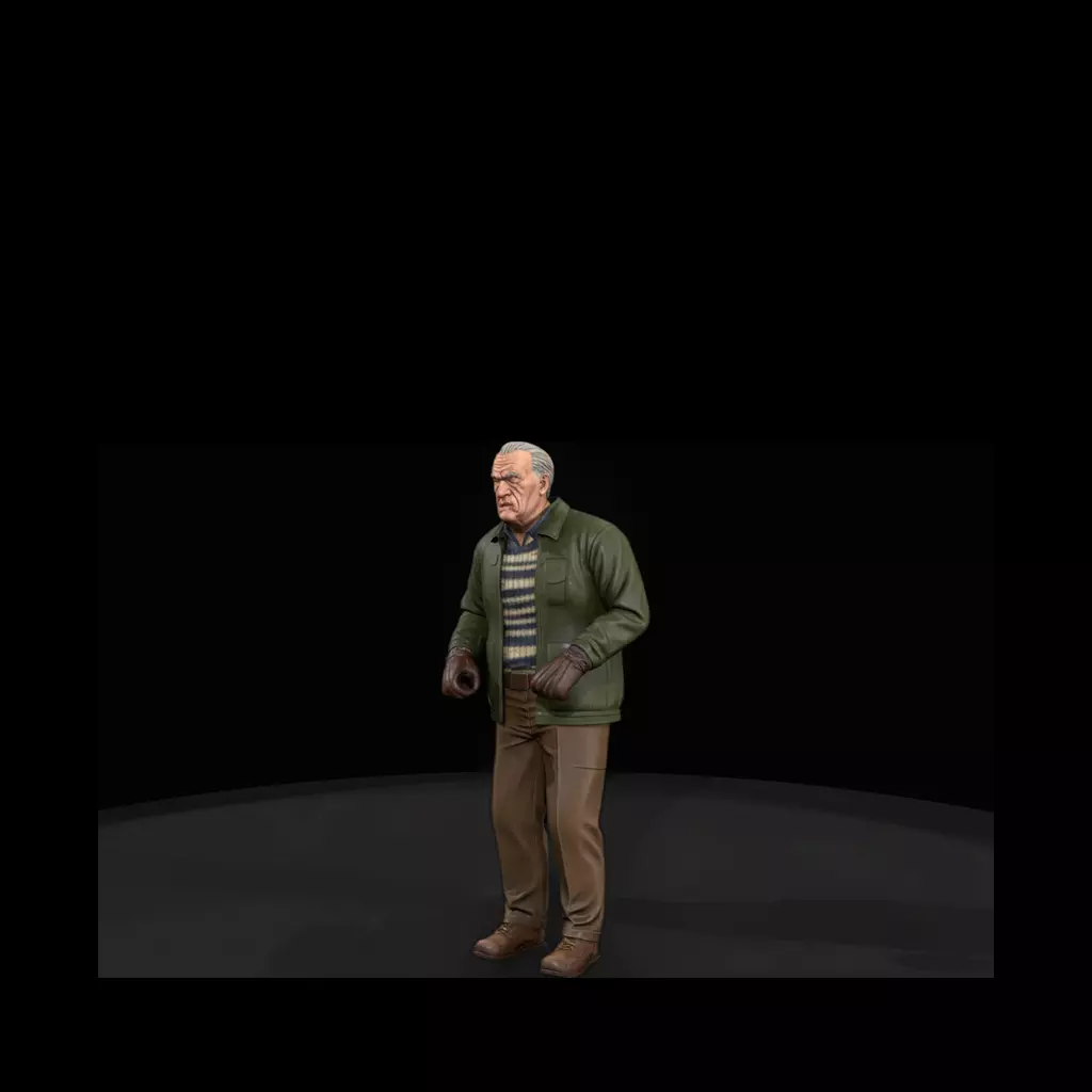 Older Male Truck Driver Seated Pose 3D print model