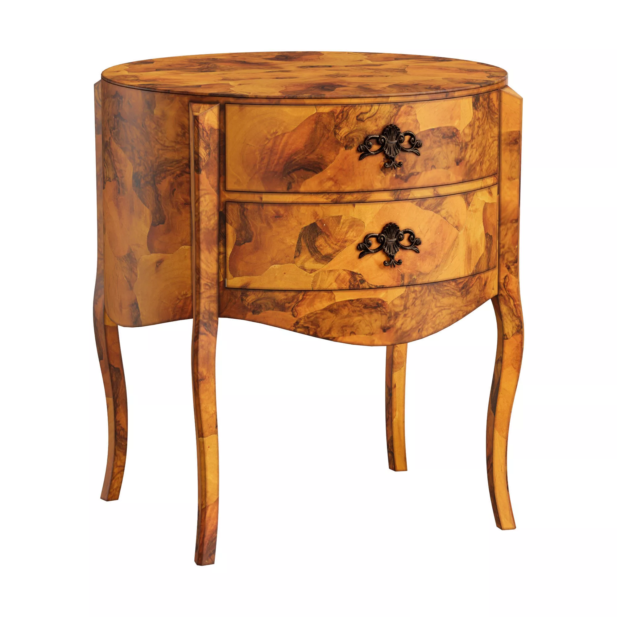 Italian Drum Form Oyster Burl End Side Table 3D model