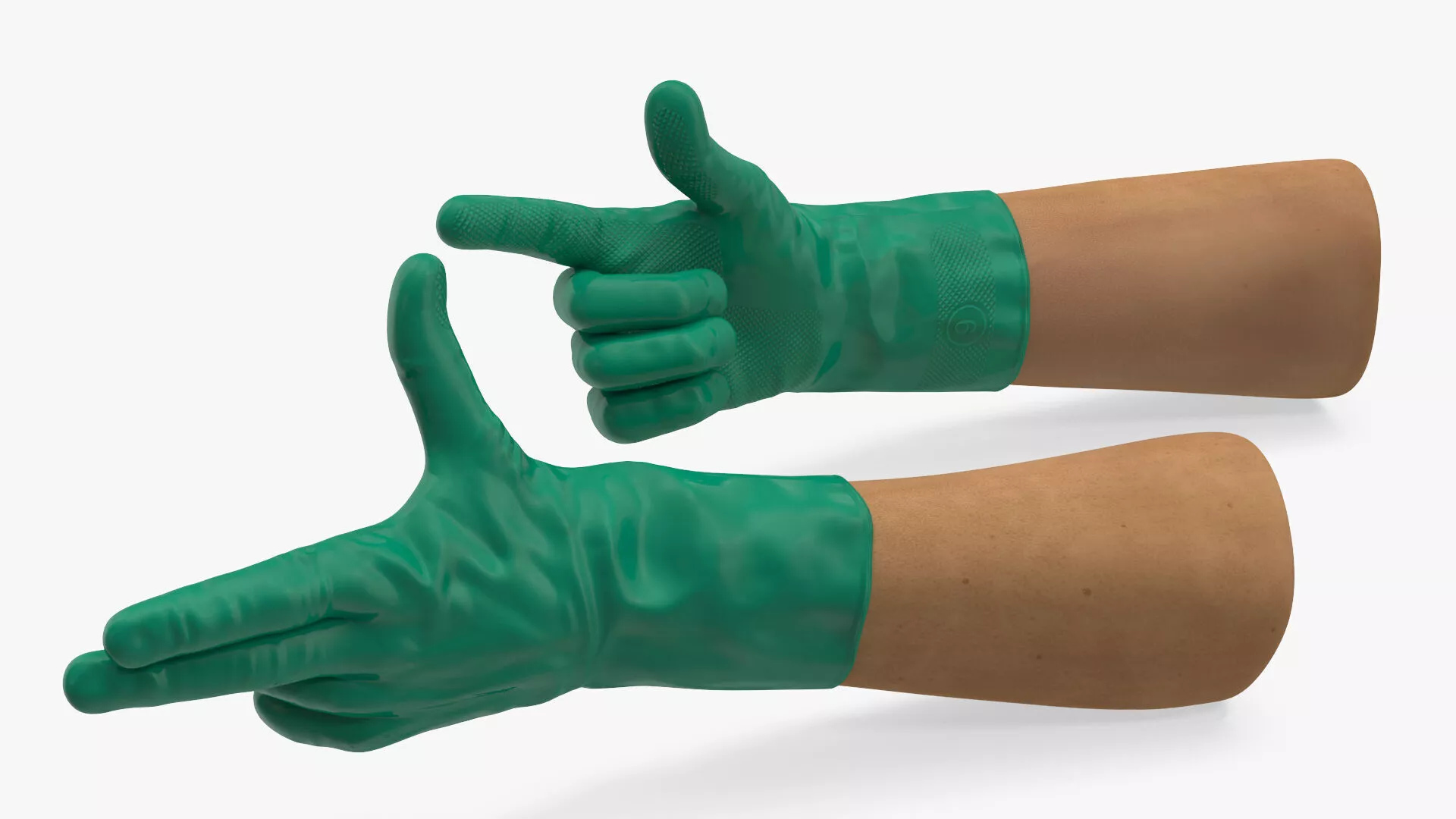 Hands in Rubber Safety Gloves Rigged for Cinema 4D 3D model
