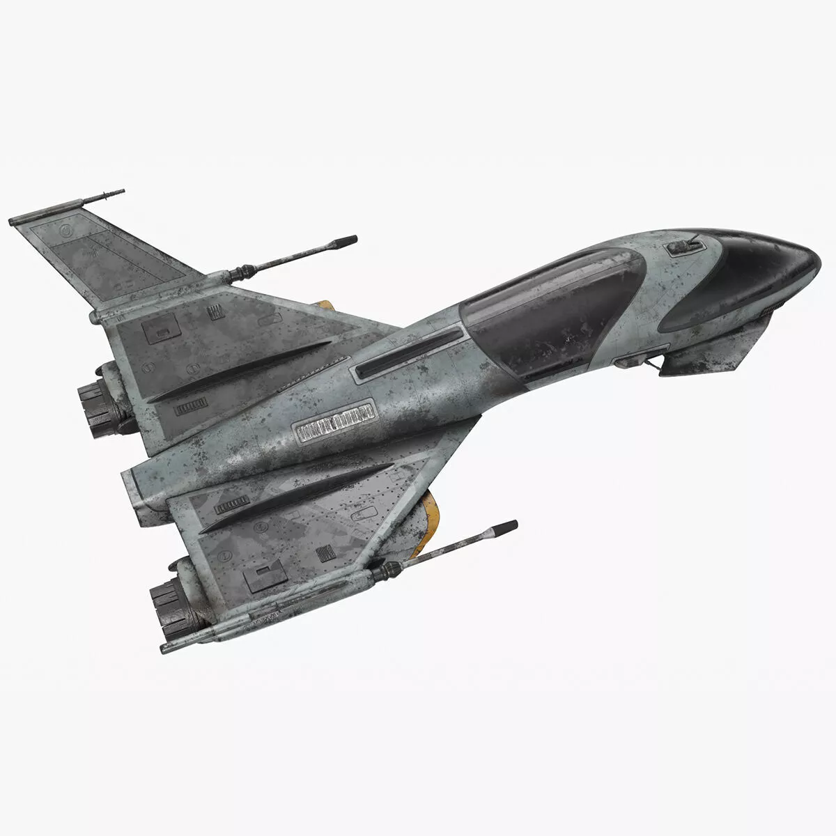 Dirty Futuristic Fighter Spaceship Rigged for Cinema 4D 3D model