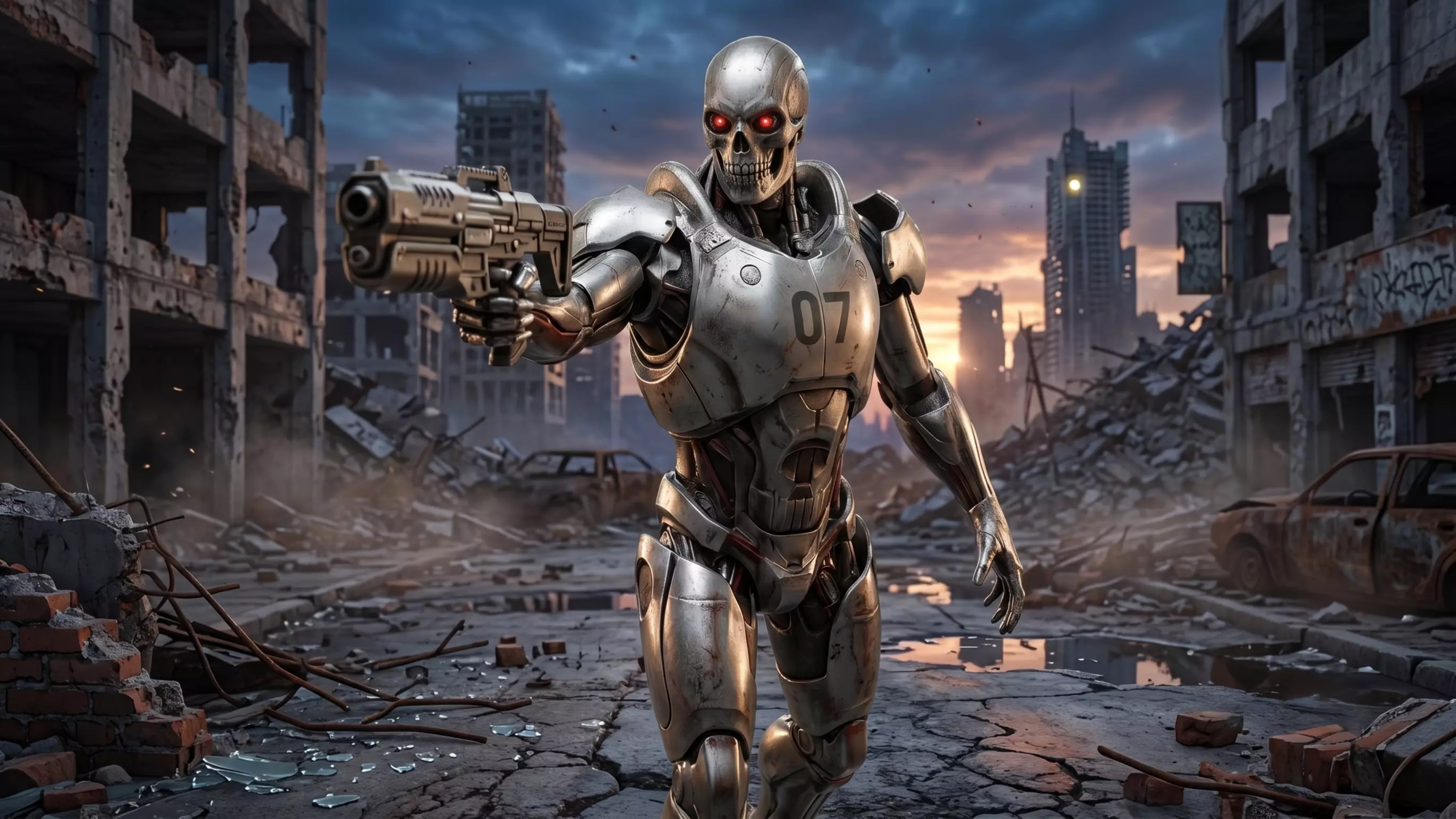 Apex-07 Iron Sentinel Post-Apocalyptic Combat Robot Rigged Low-poly 3D model