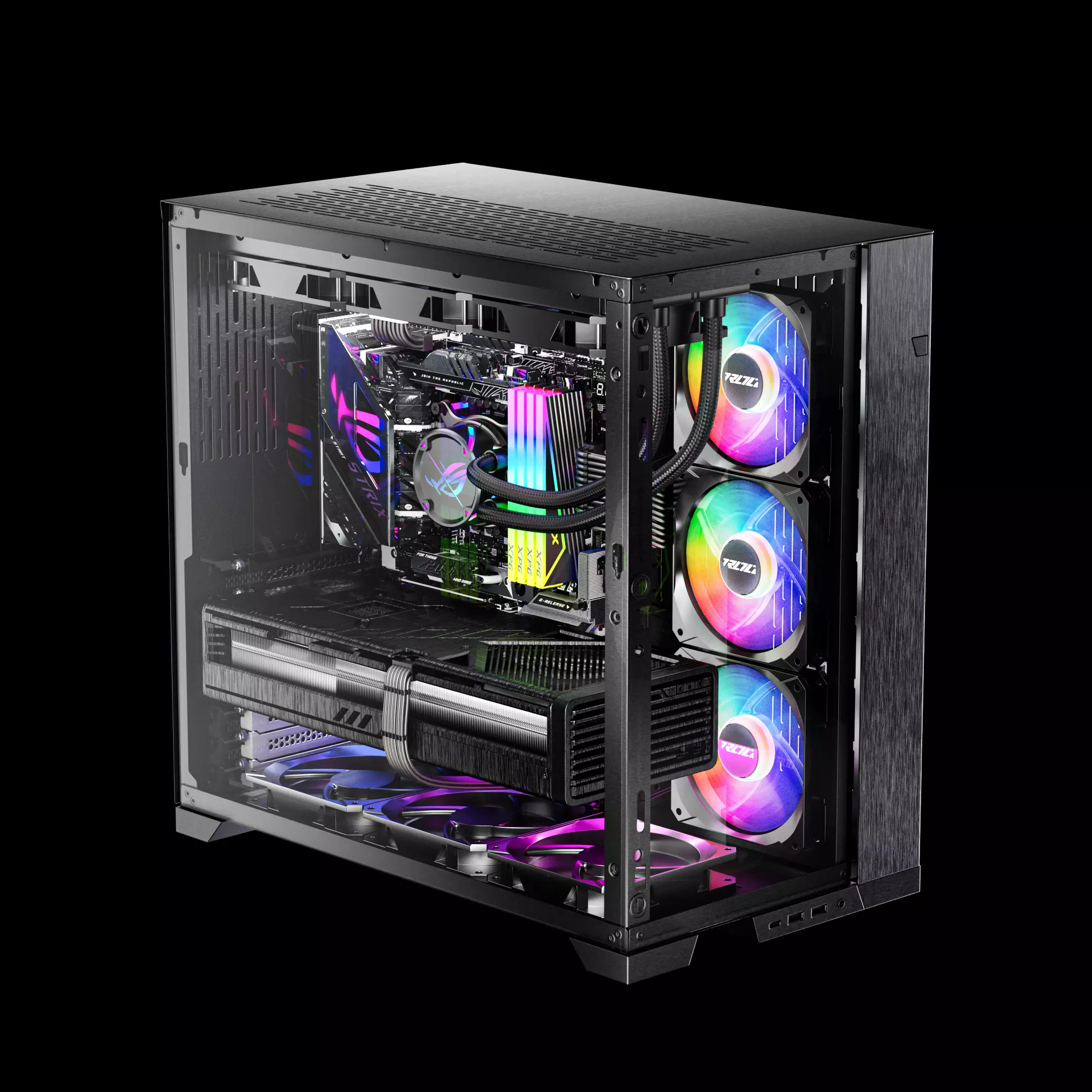 C4D OC Render RGB Gaming PC Case Transparent Side 3D Scene 3D model