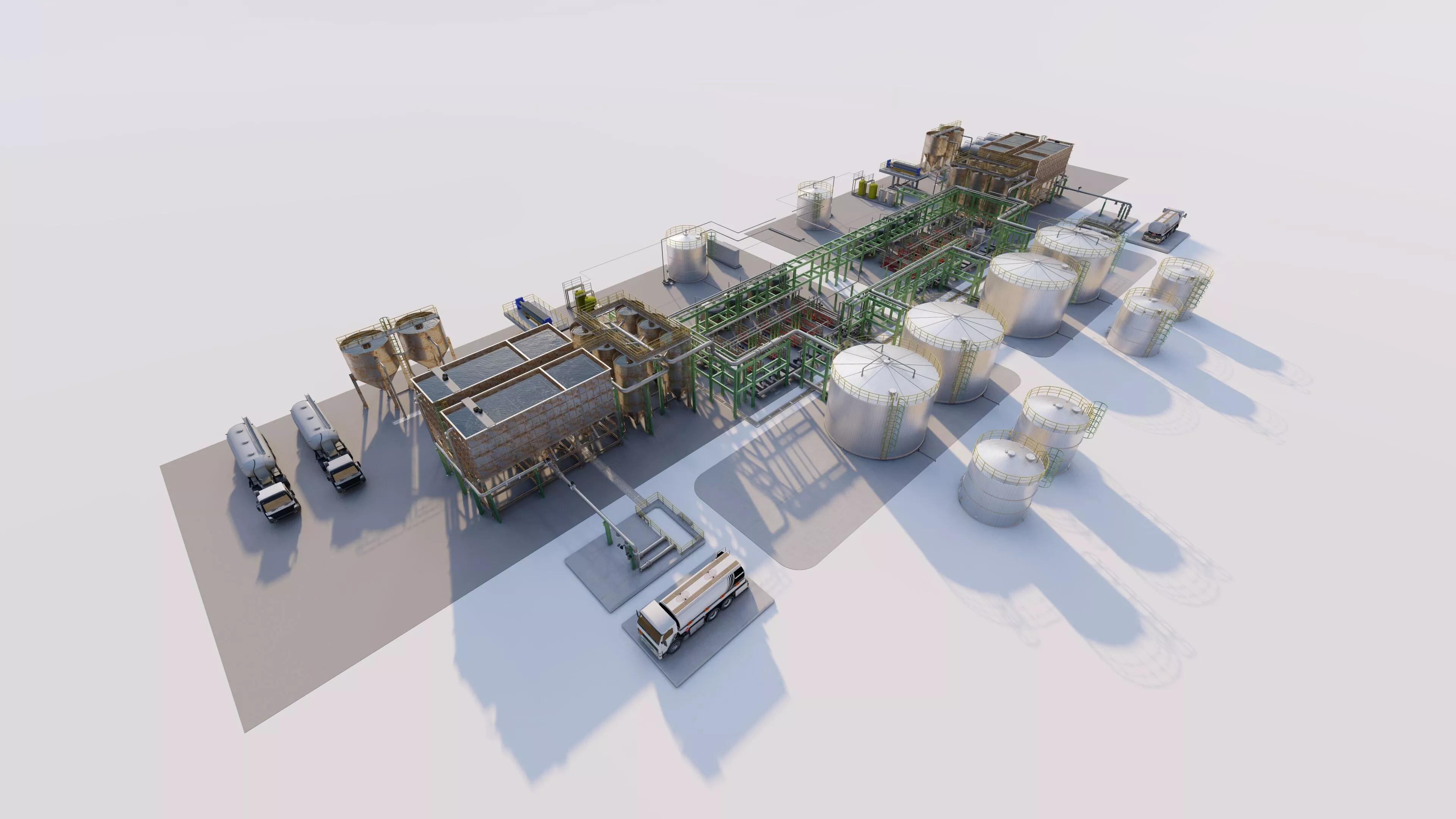 Water treatment plant-Water and Sewage Treatment Plants 3D model