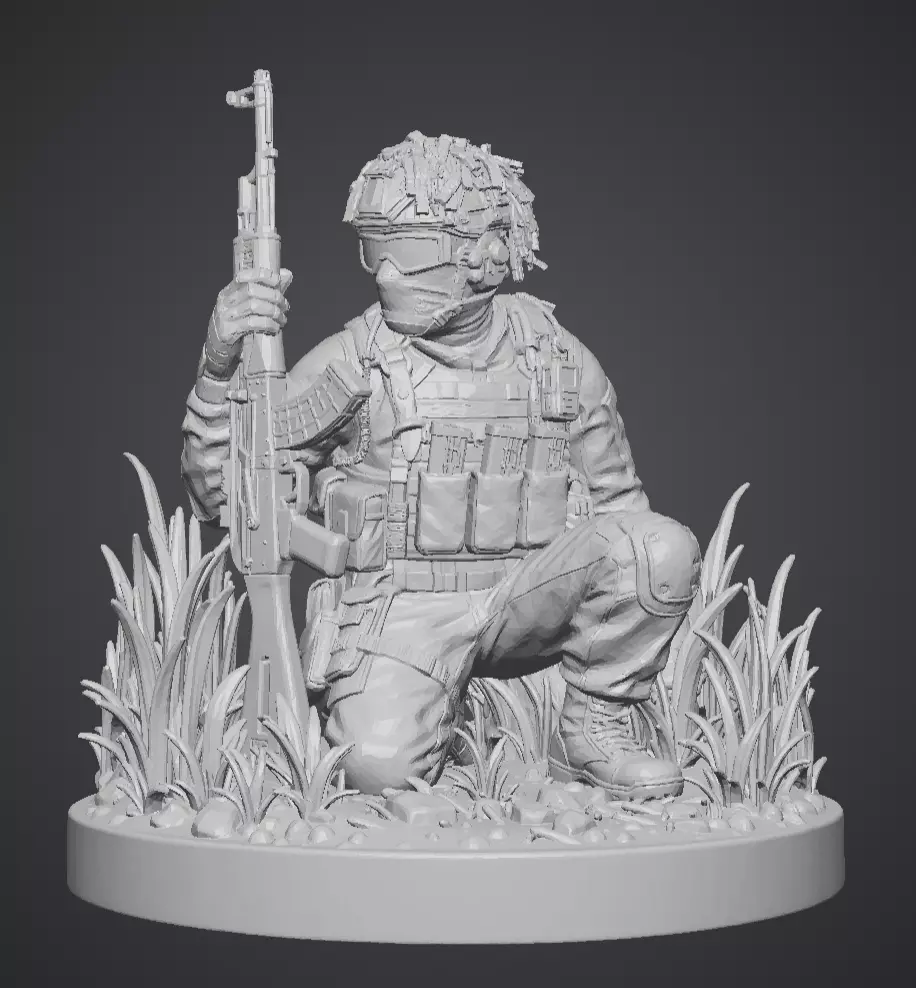 The soldier in the grass 3D print model