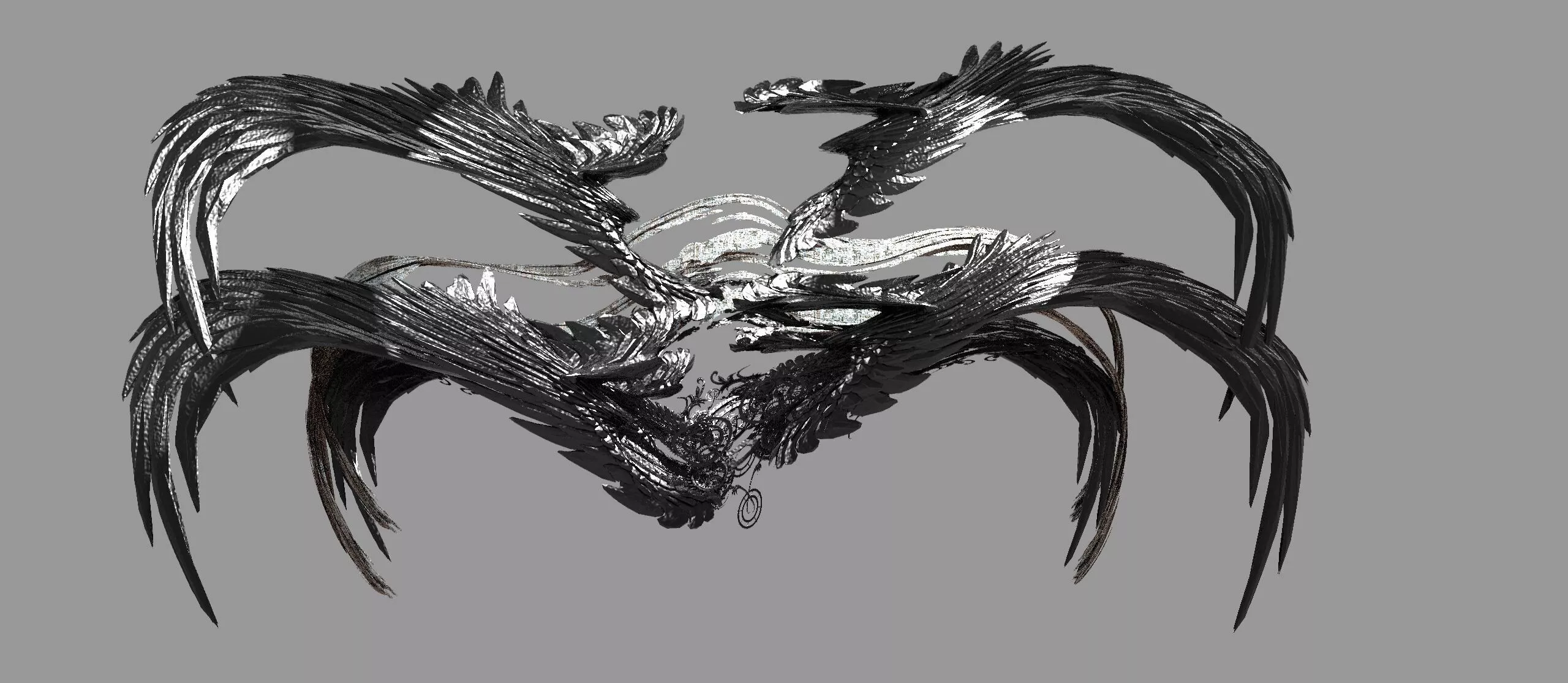 Light Crescent Moon seraphim wings 2 3D model