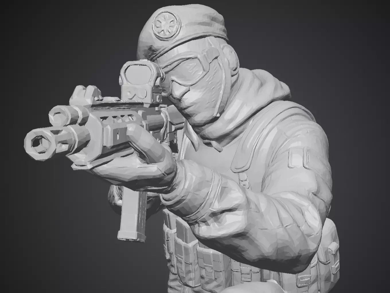 Crouched shooting 3cm 3D print model