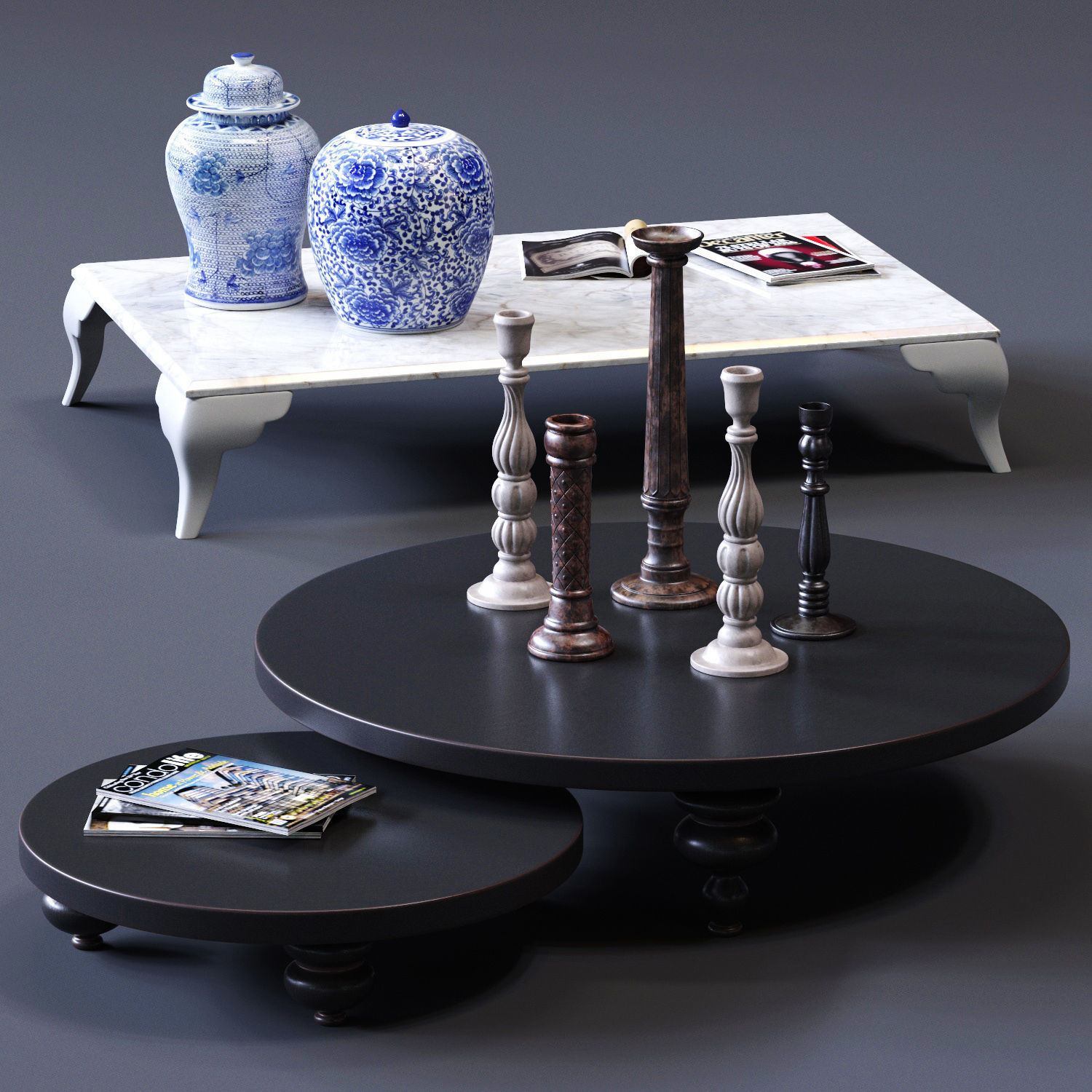 CorteZari Coffee Tables Set Low-poly 3D model_3