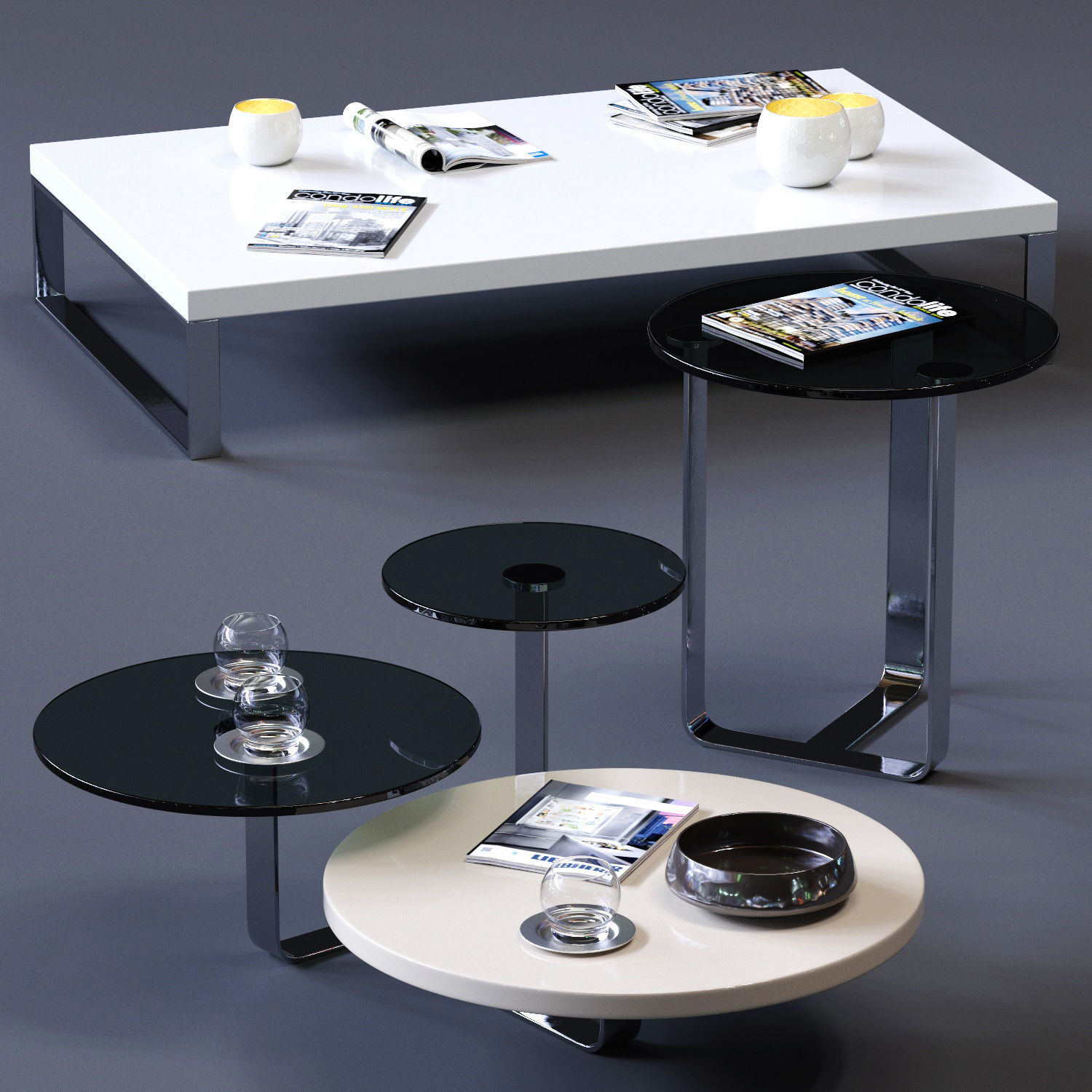 CorteZari Coffee Tables Set Low-poly 3D model_1