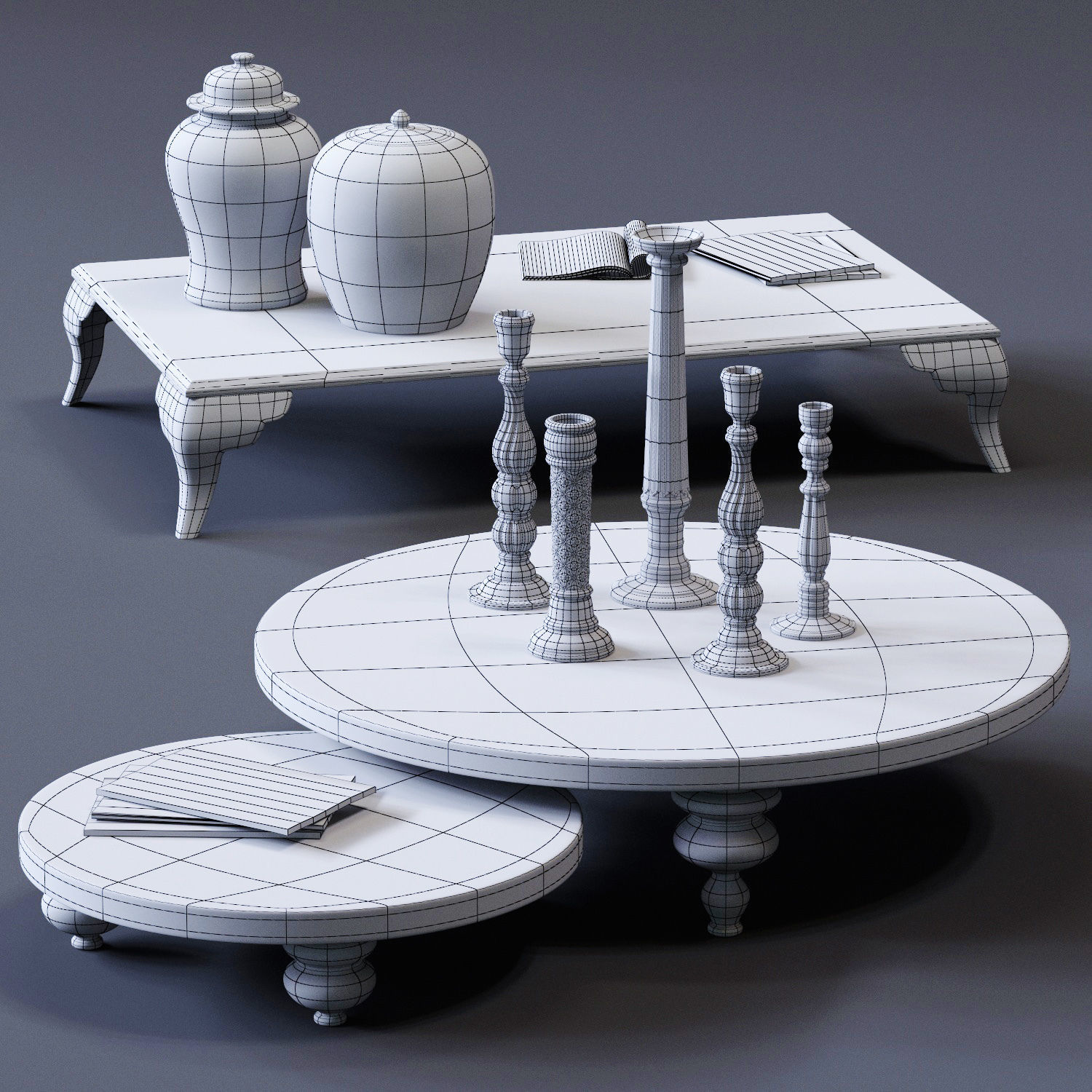 CorteZari Coffee Tables Set Low-poly 3D model_5