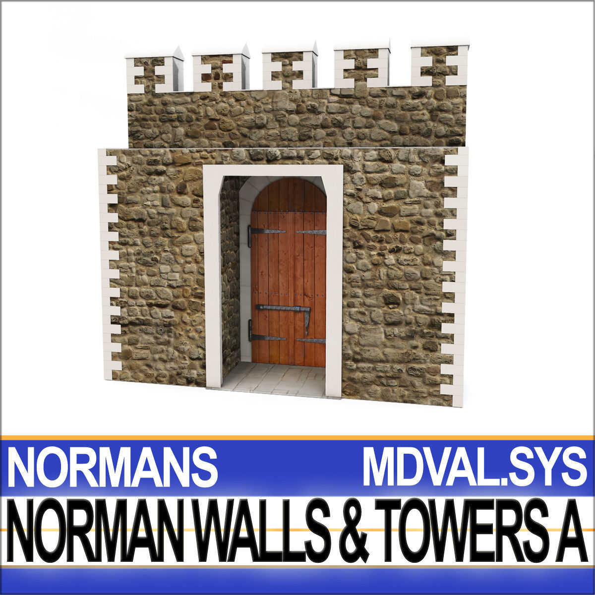 Medieval Norman Walls And Towers Blocks A  3D model_12