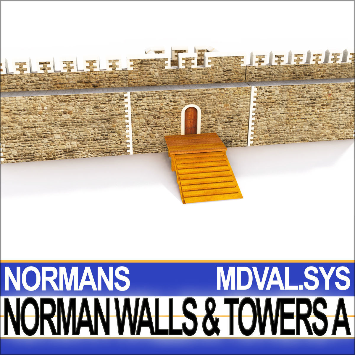 Medieval Norman Walls And Towers Blocks A  3D model_3