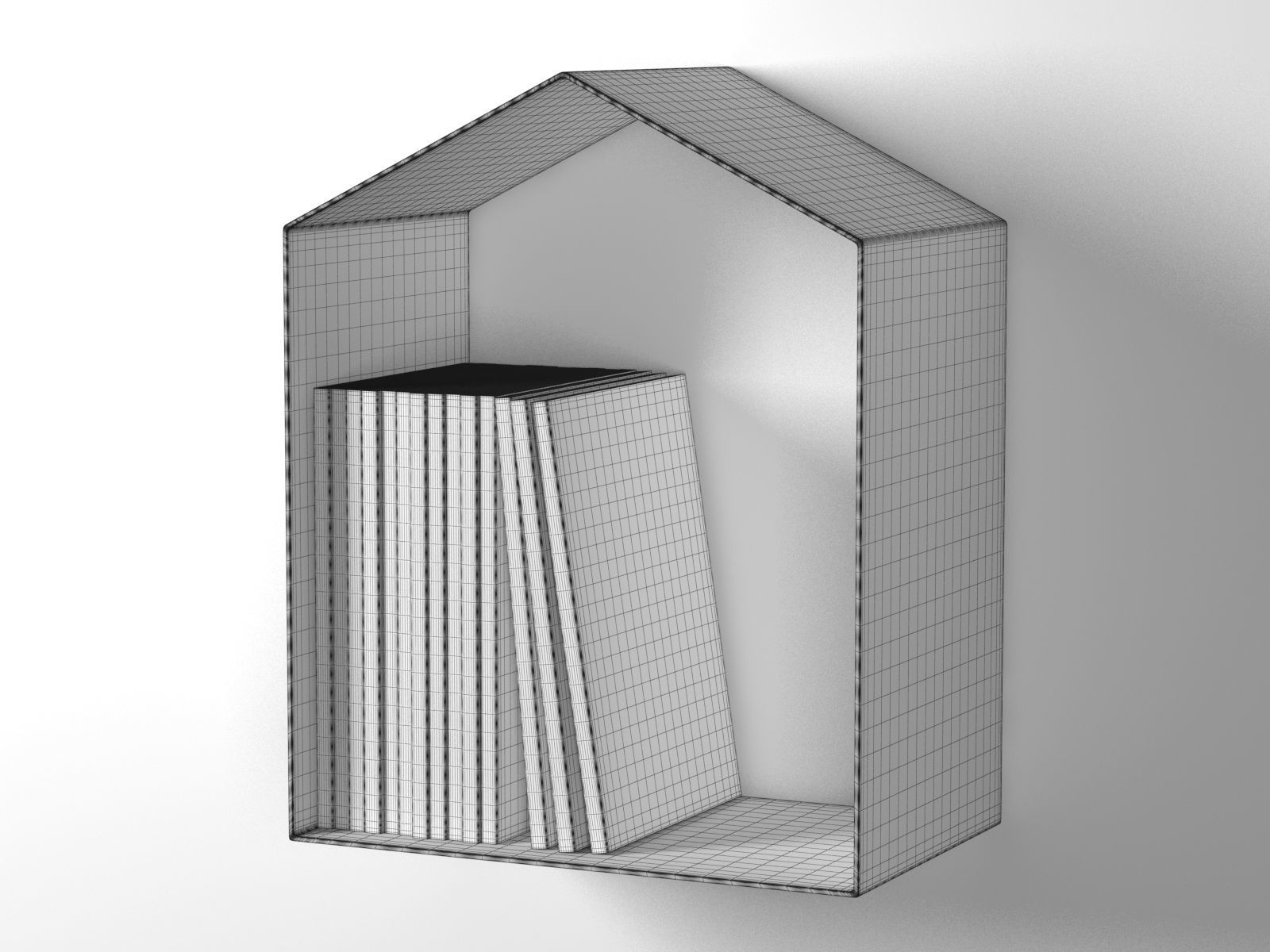 Studio Shelf with Books 3D model_1