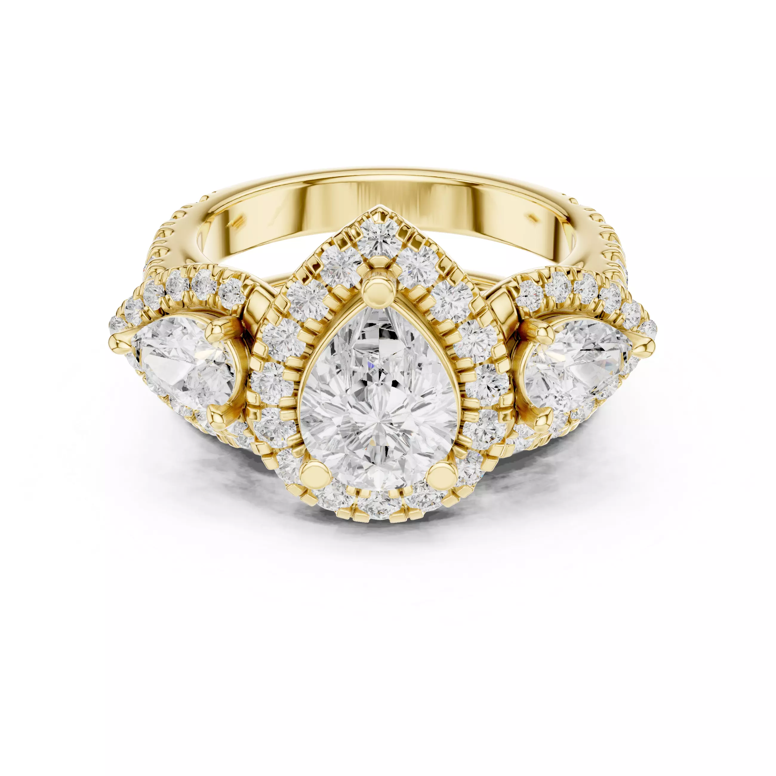 Pear Cut Diamond Engagement Wedding Ring 3D print model