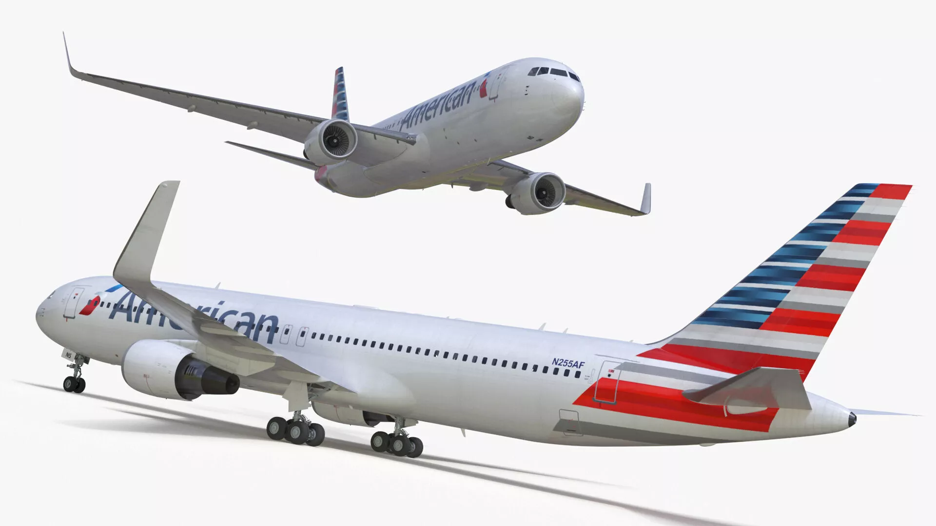 American Airlines Boeing 767-300 Rigged 3D model