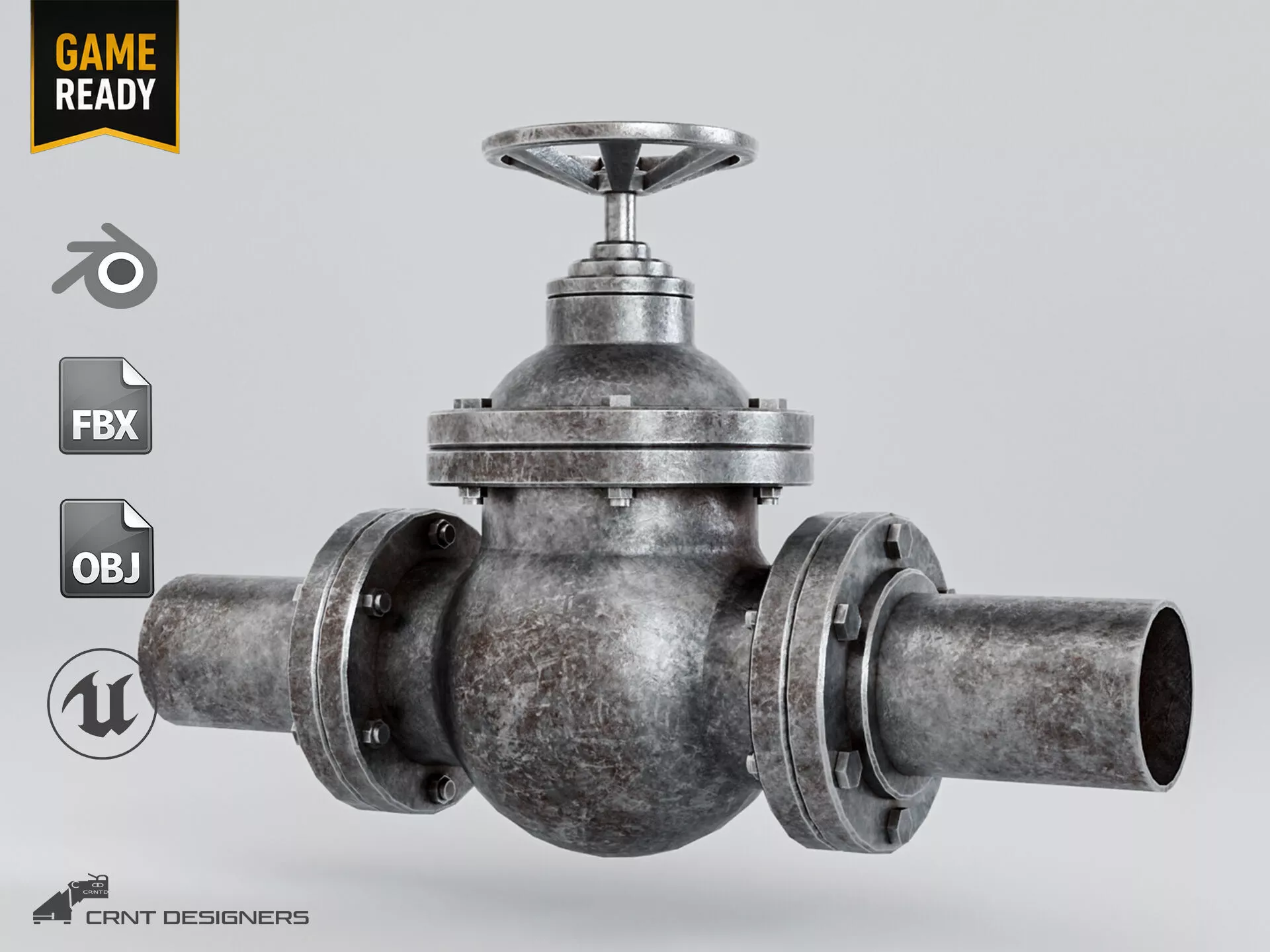 Industrial Gate Valve - UE4 And UE5 Optimized Low-poly 3D model