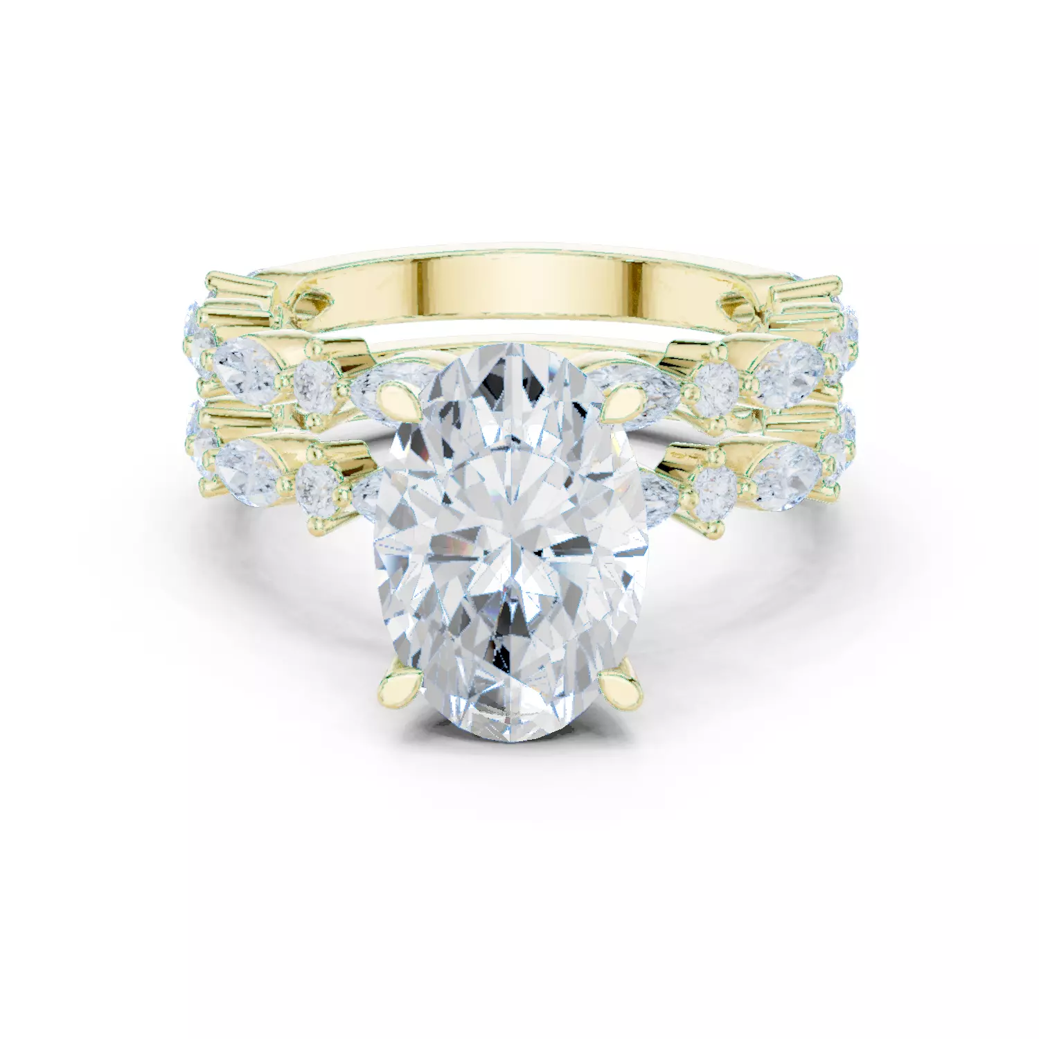 Oval Halo Solitaire ring animation 3D print model 3D print model