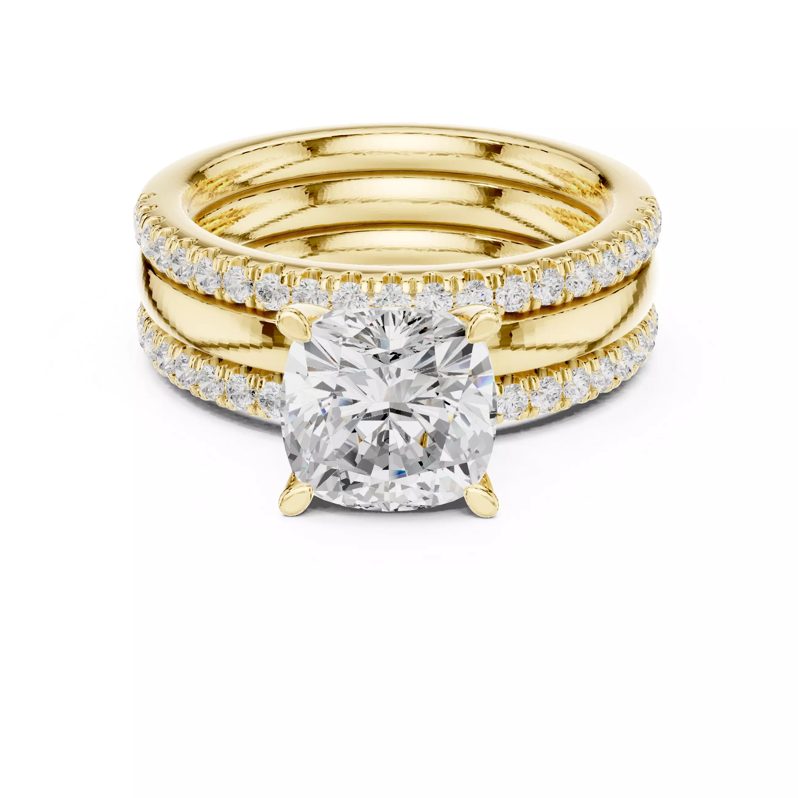 Cushion Cut Diamond Engagement Ring 3D print model 3D print model
