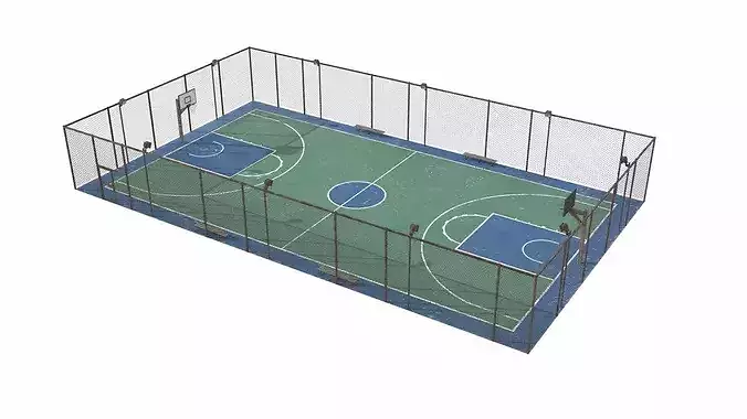 Vintage Public Basketball Court Scene
