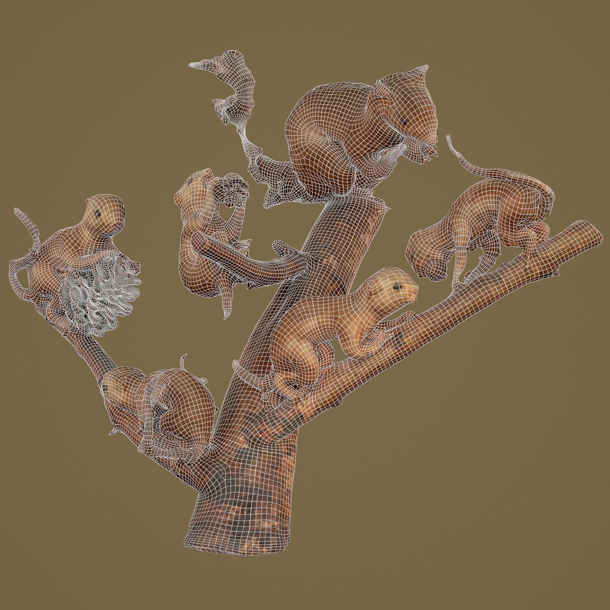 9 Animals Collection crocodile sculpture Low-poly 3D model_38