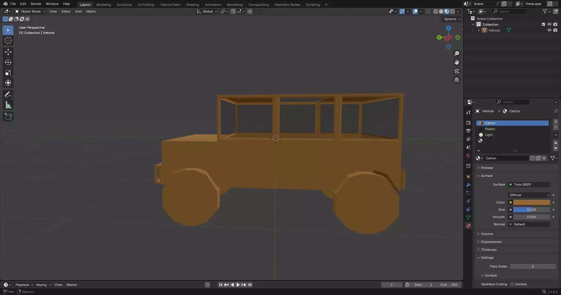 Cardboard Pickup Truck Camioneta de Carton Low-poly 3D model