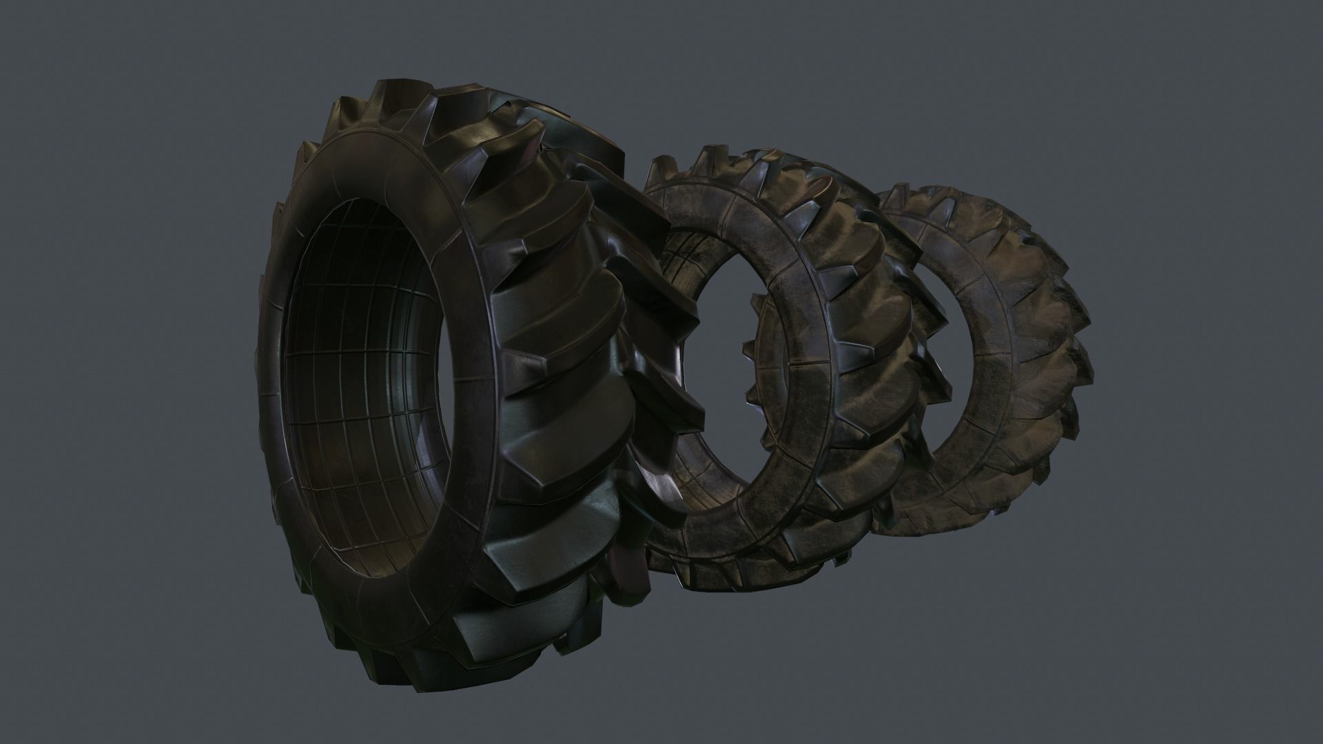 Tractor Tire PBR Game Ready Low-poly 3D model_1