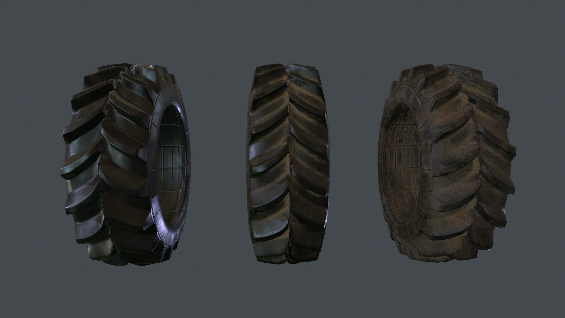 Tractor Tire PBR Game Ready Low-poly 3D model_2
