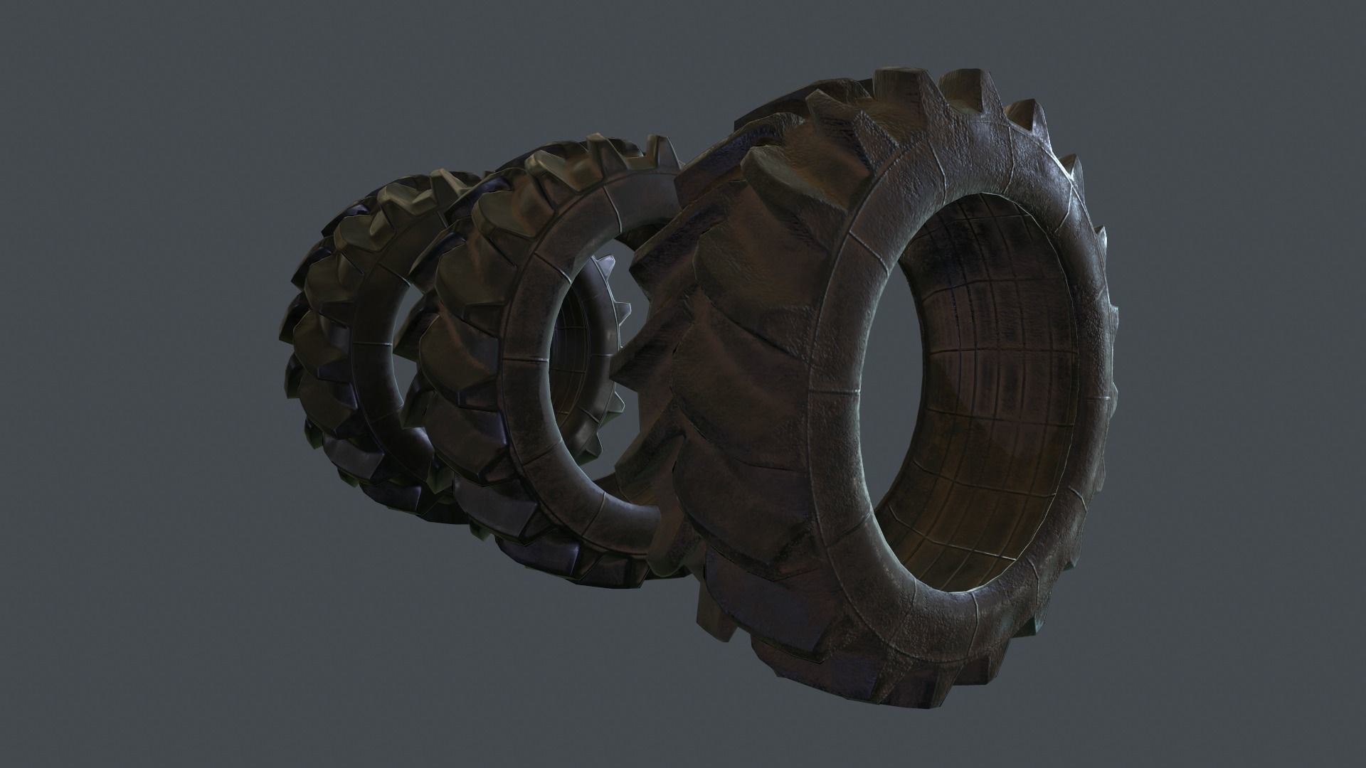 Tractor Tire PBR Game Ready Low-poly 3D model_8