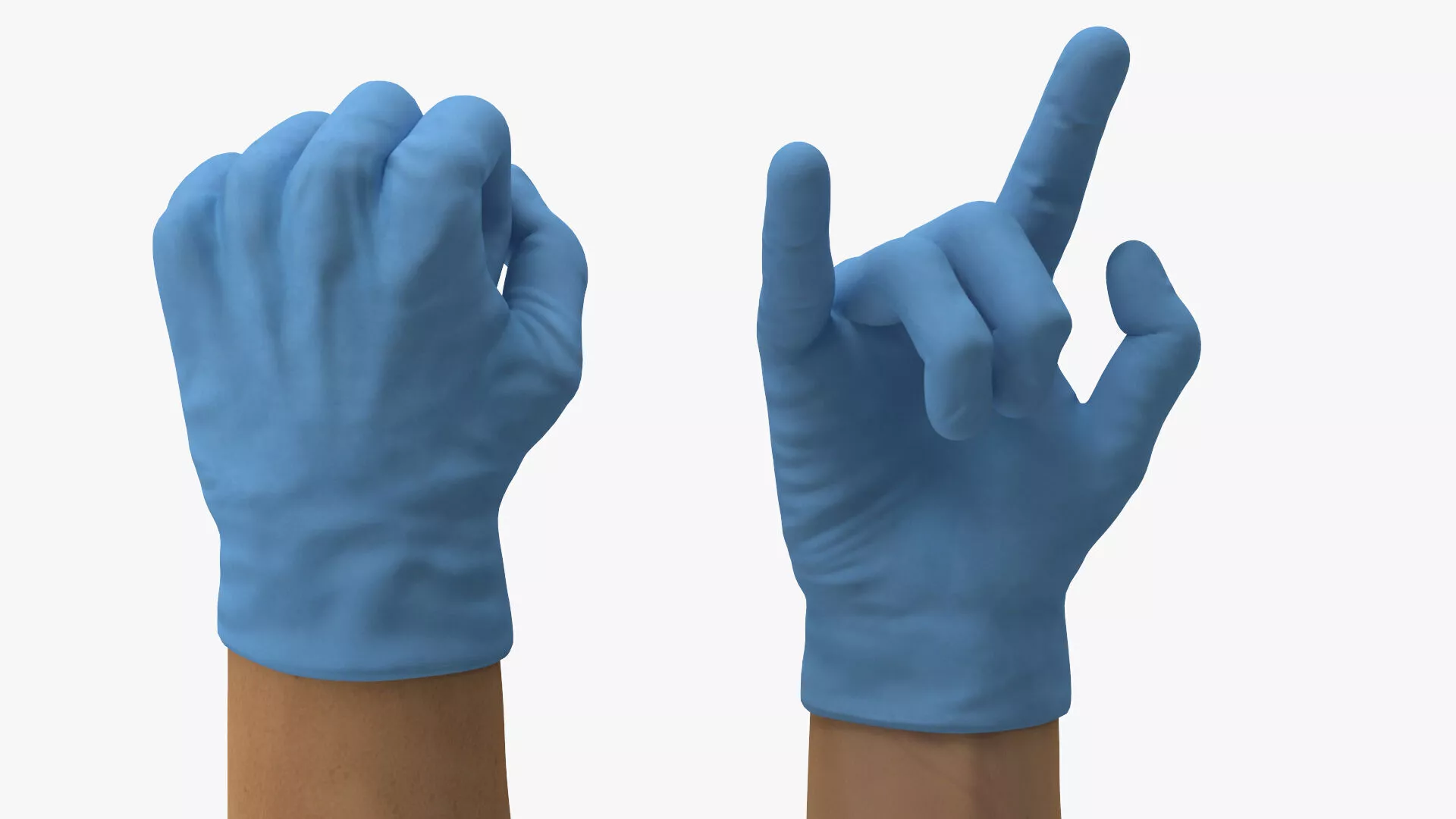 Hands in Medical Protective Gloves Rigged for Maya 3D model