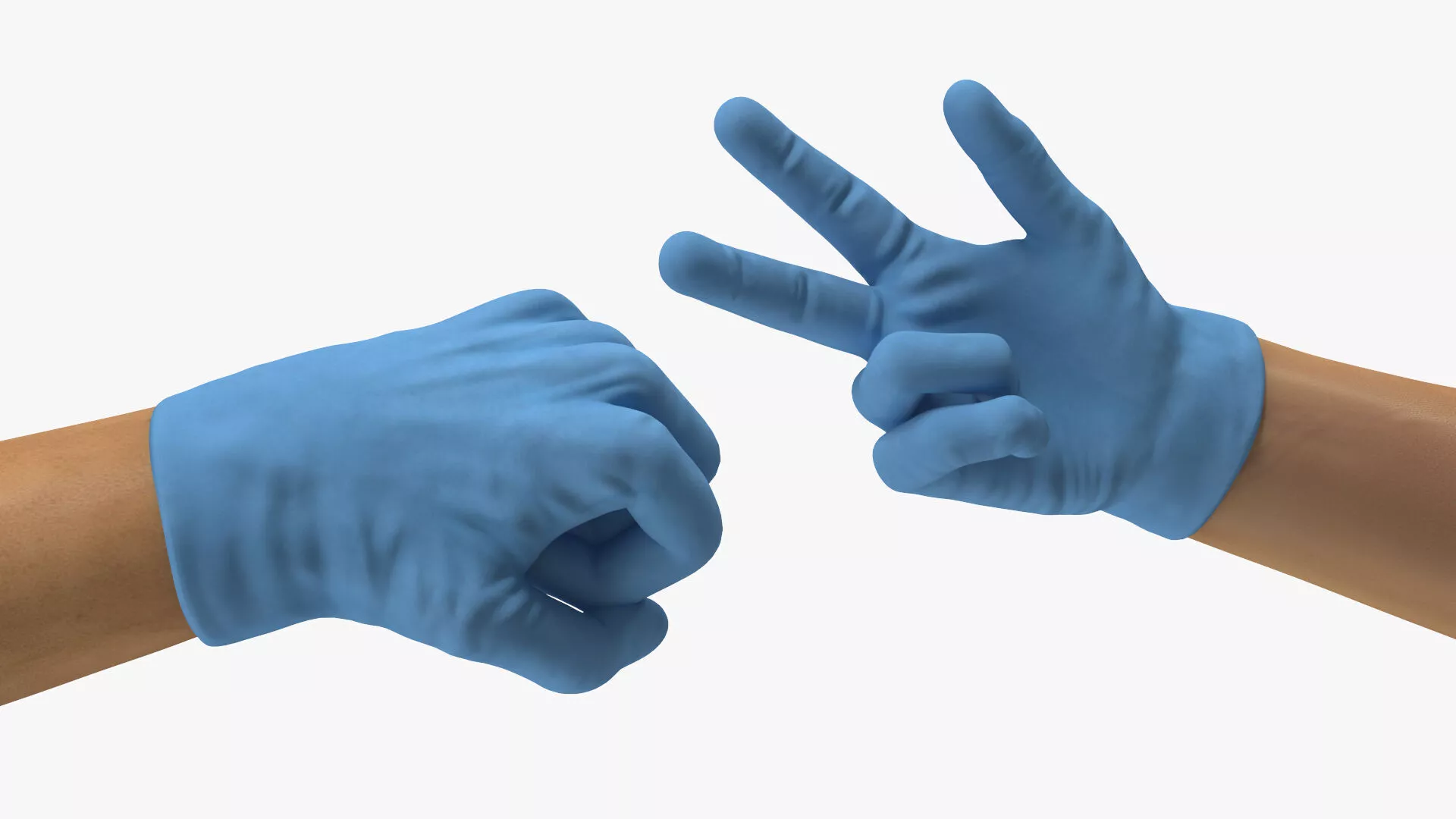 Hands in Medical Protective Gloves Rigged for Cinema 4D 3D model